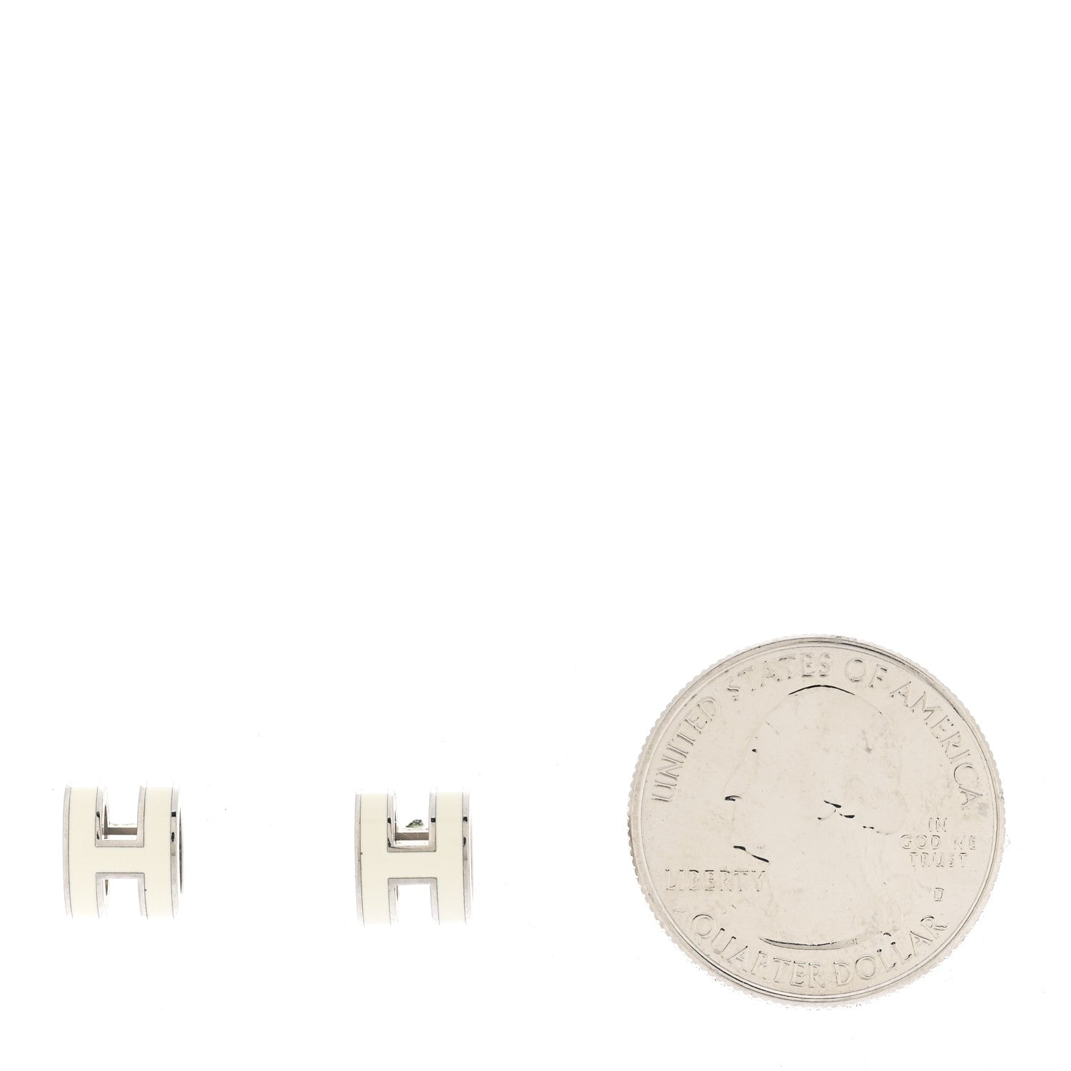 Palladium Lacquered Mini Pop H Earrings White