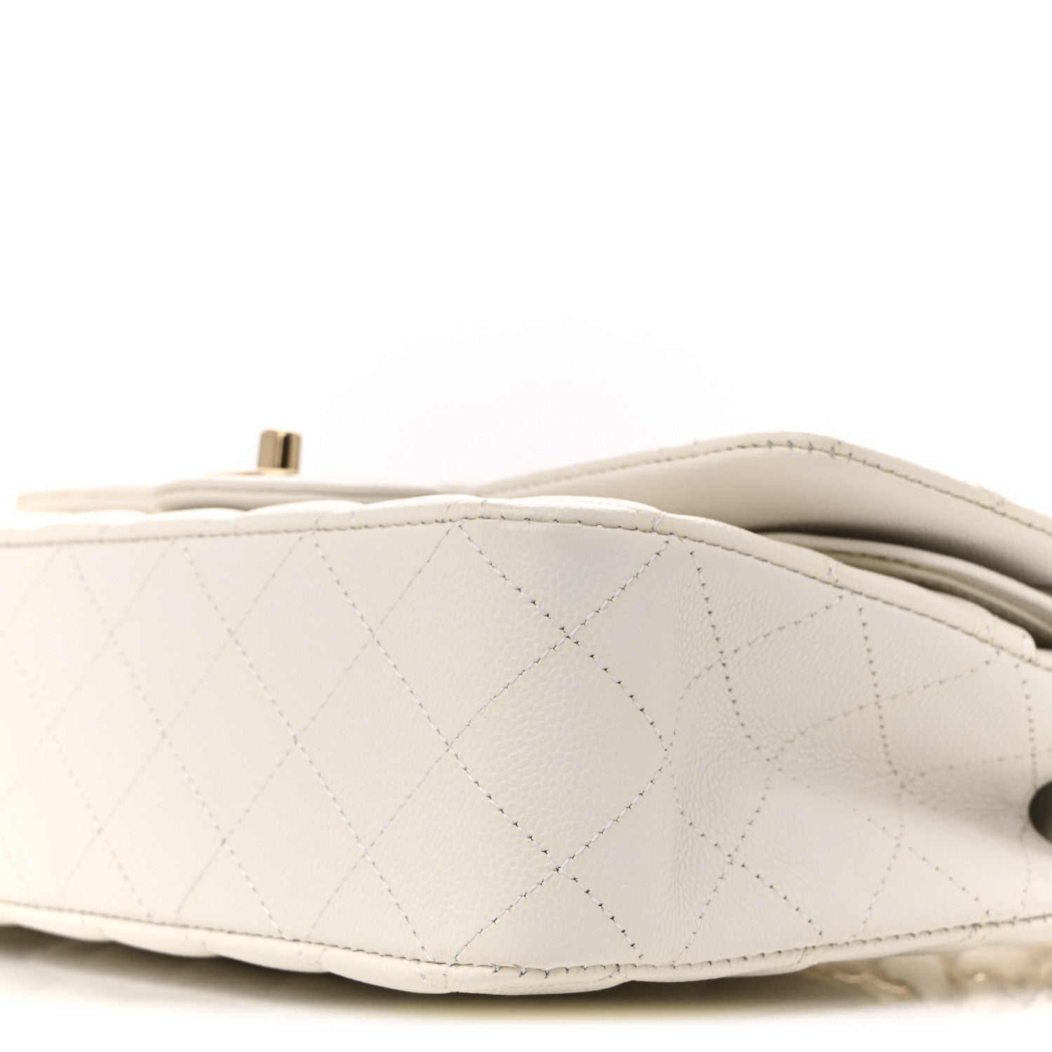 Caviar Quilted Medium Double Flap White