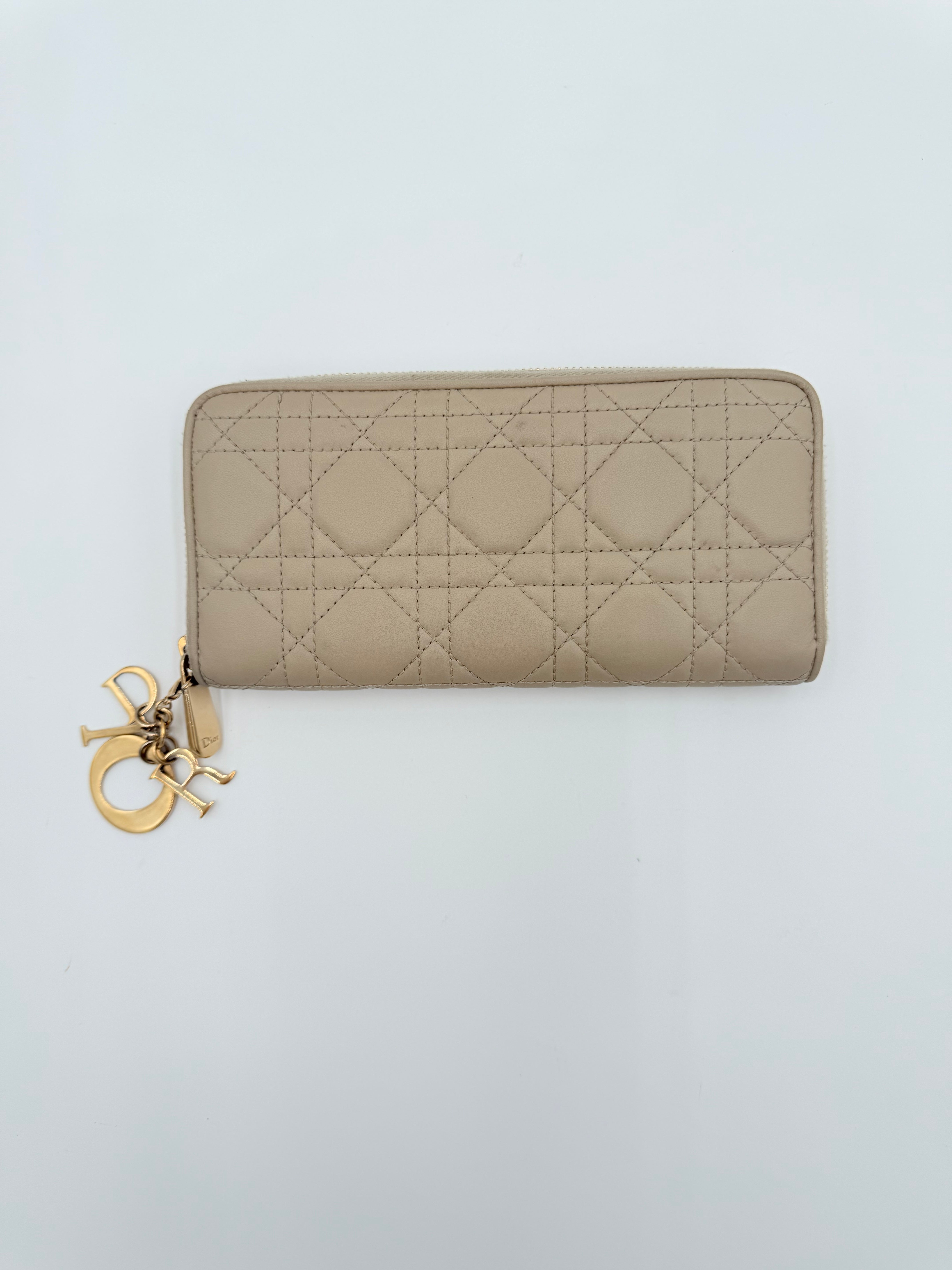 Wallet Luxury Designer By Dior In Taupe, Size:Large