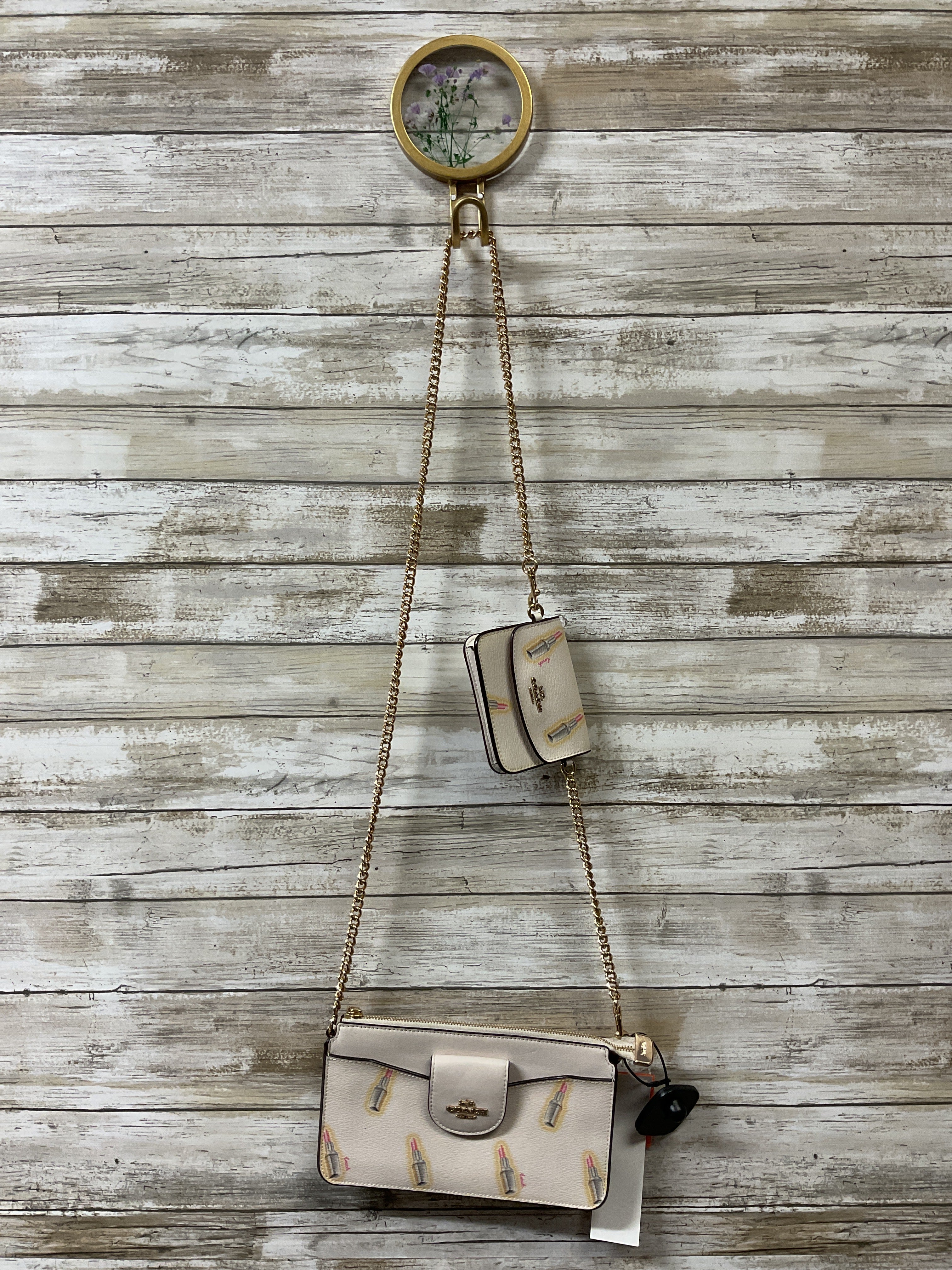Crossbody Designer By Coach In Pink & Tan, Size:Small