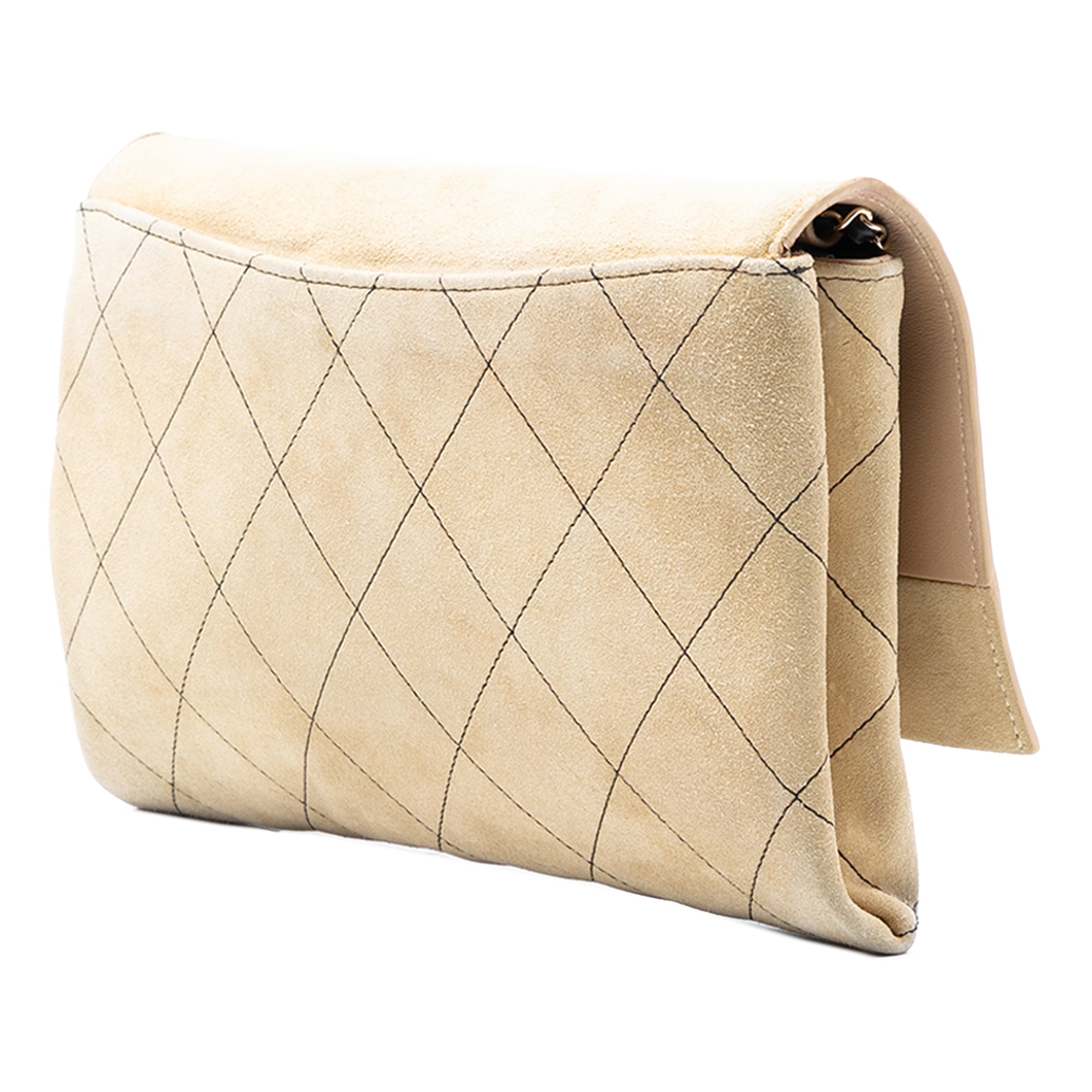 Retro Label Chain Clutch Quilted Lambskin