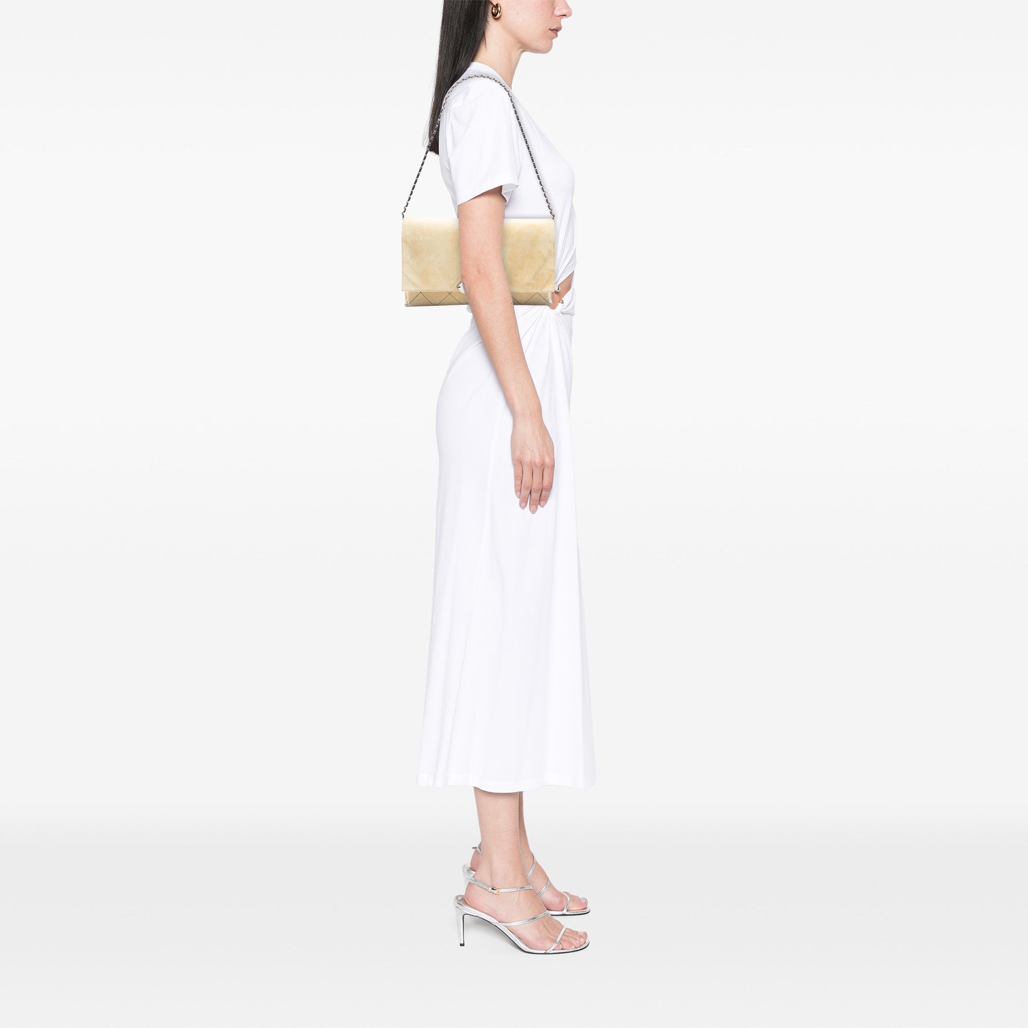 Retro Label Chain Clutch Quilted Lambskin