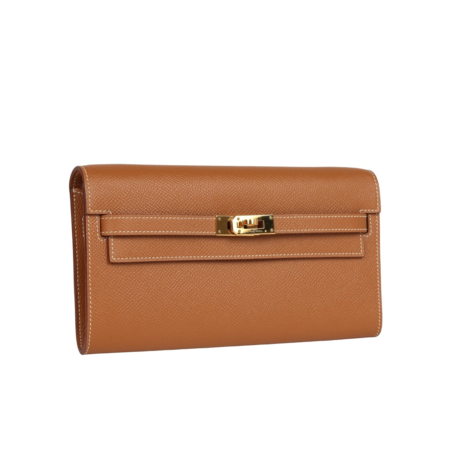 Pre-owned Hermes Kelly Wallet To Go Gold Epsom Gold Hardware