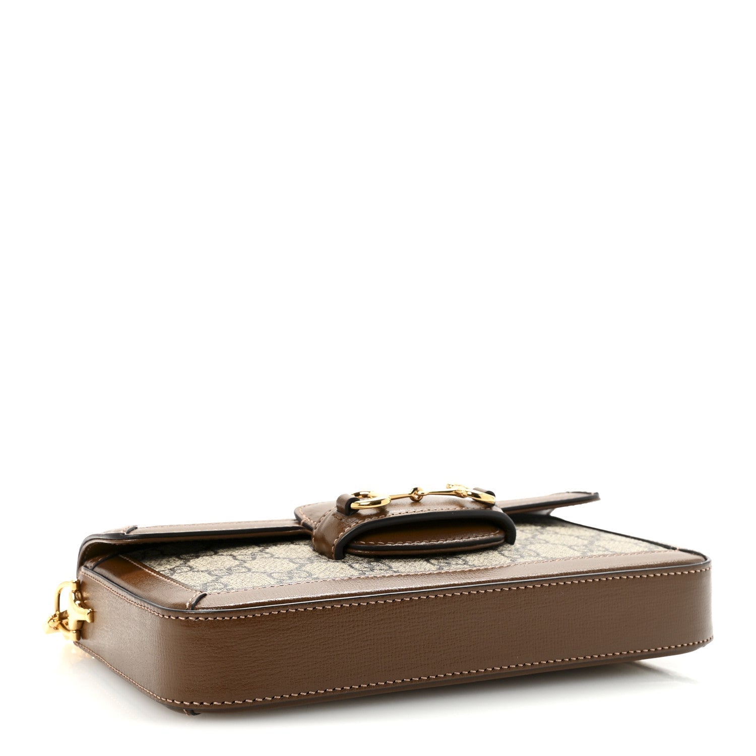 GG Supreme Monogram Azalea Calfskin Horsebit 1955 Mini Bag Beige Ebony Brown Sugar