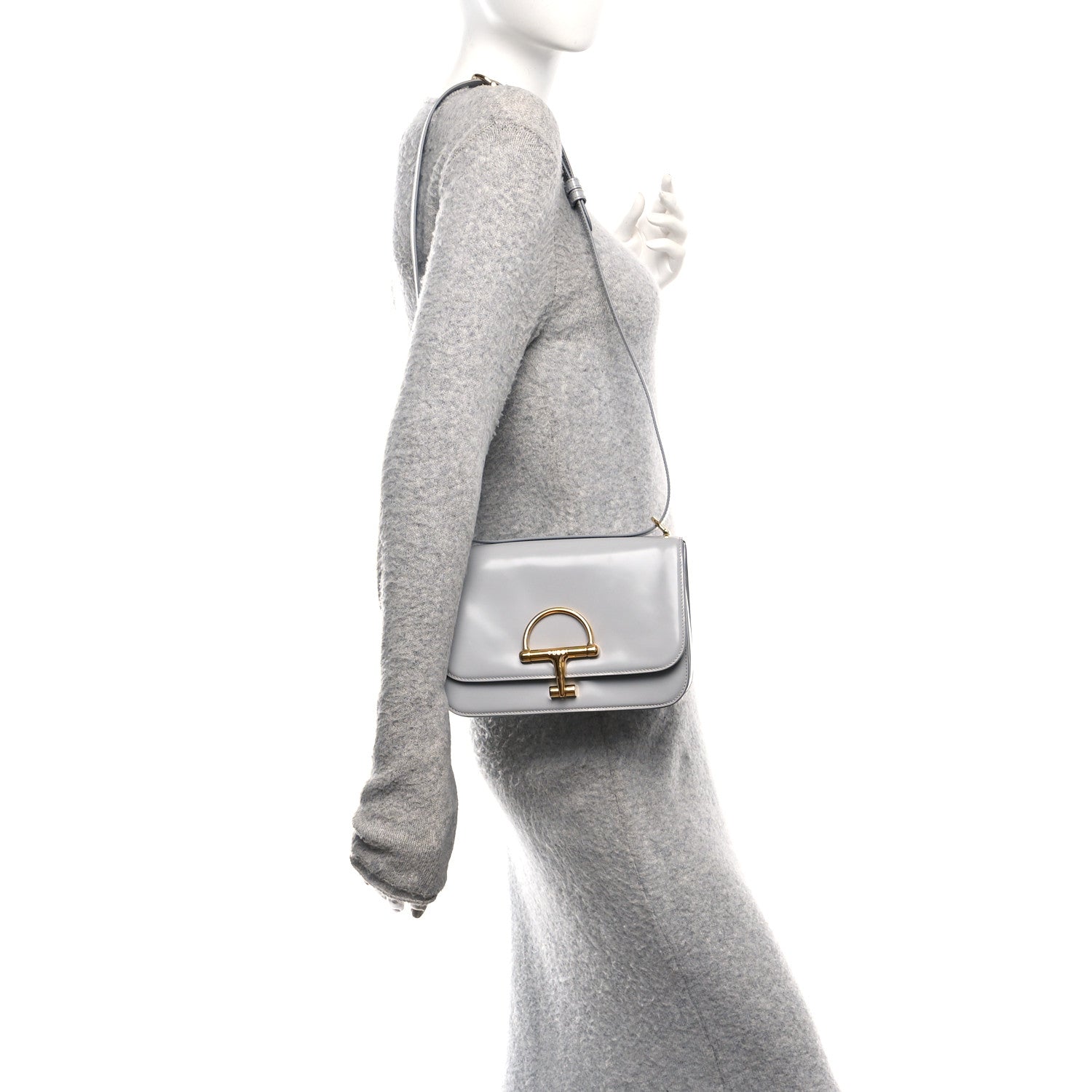 Calfskin Siena Small Shoulder Bag Grey