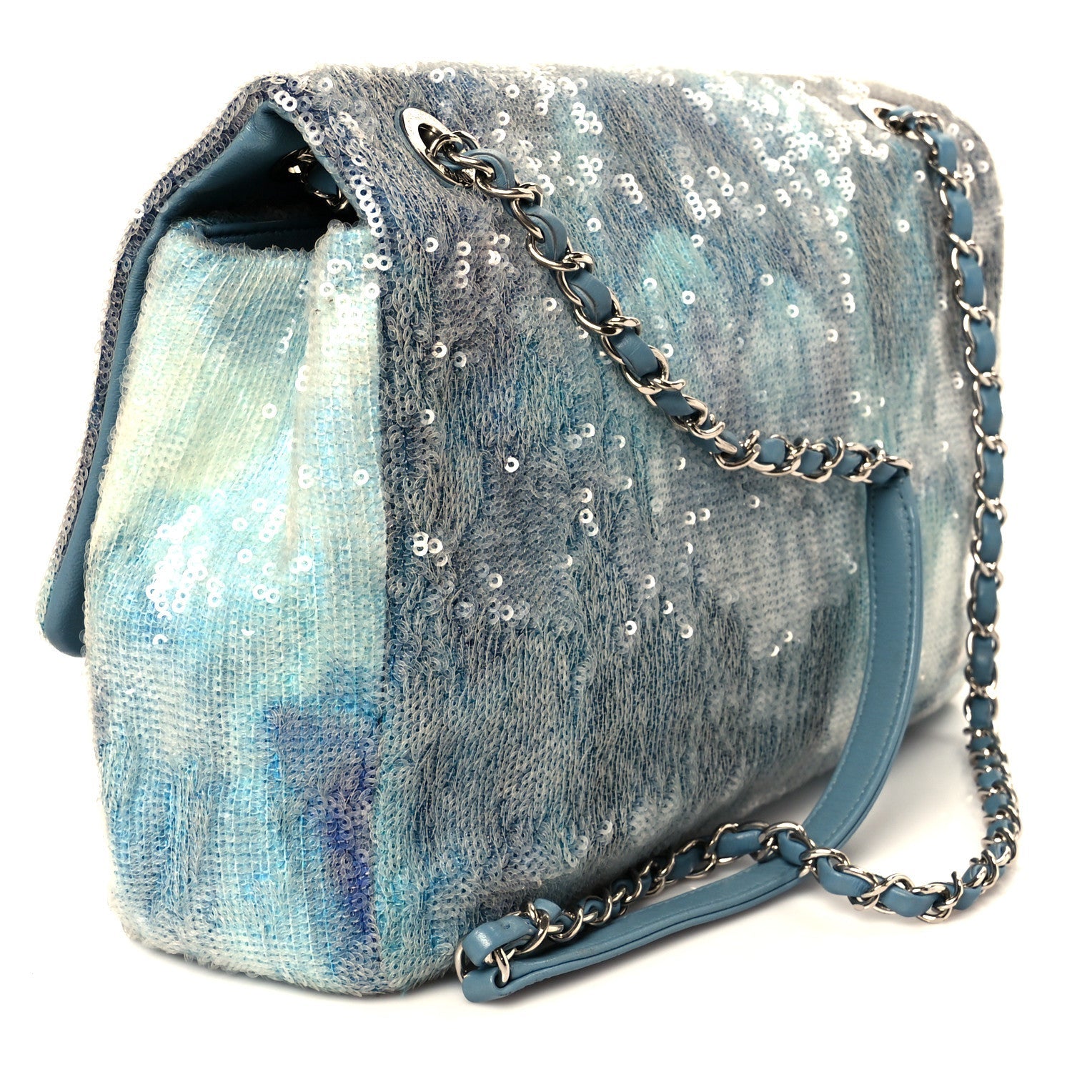 Sequin Large Waterfall Flap Light Blue