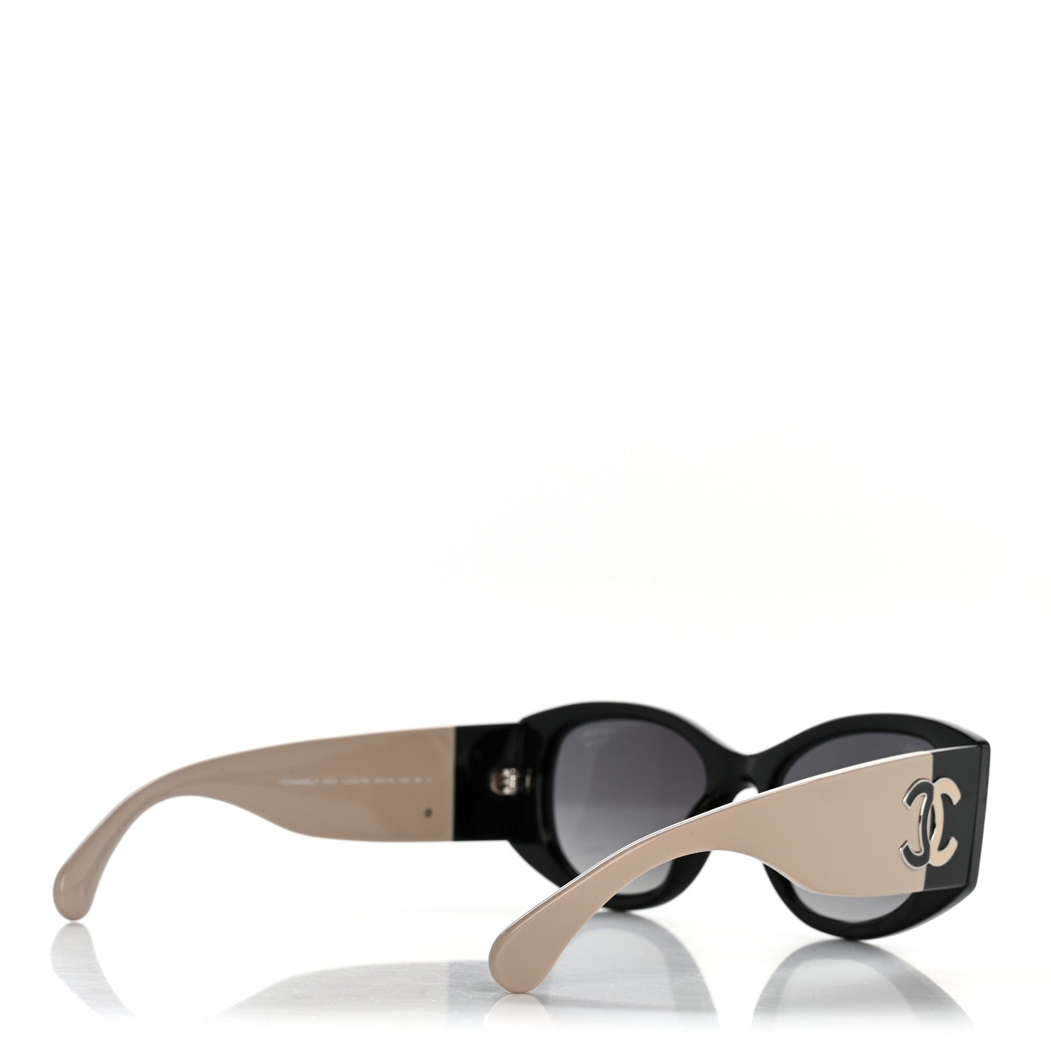 Acetate Oval Sunglasses 5524-A Black Beige