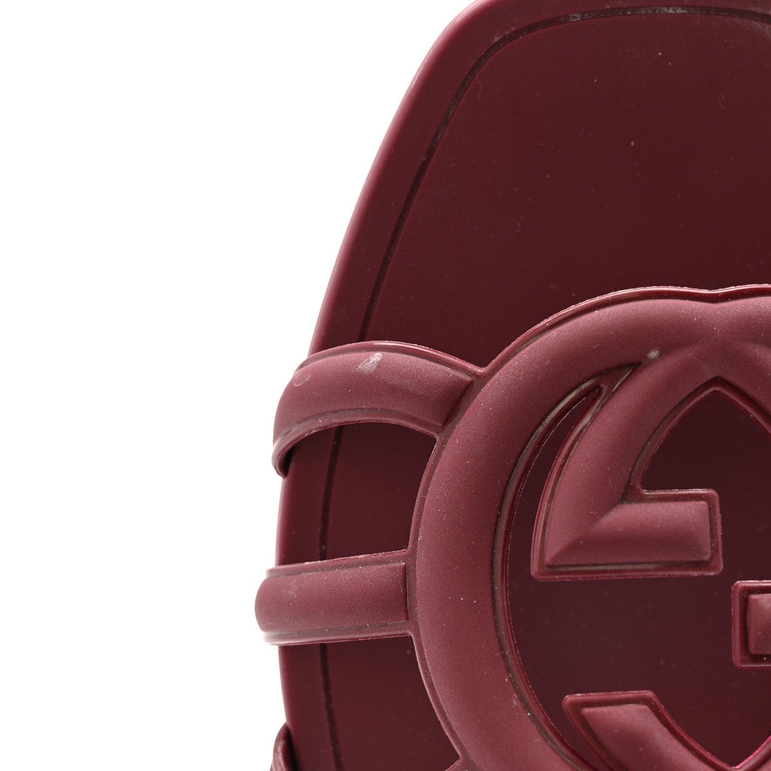 Rubber Interlocking G Womens Slide Sandals 35 Rosso Ancora