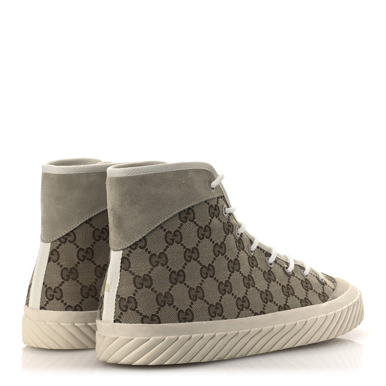 Monogram Suede Mens Tortuga High Top Sneakers 11 Beige Ebony Oatmeal Mystic White