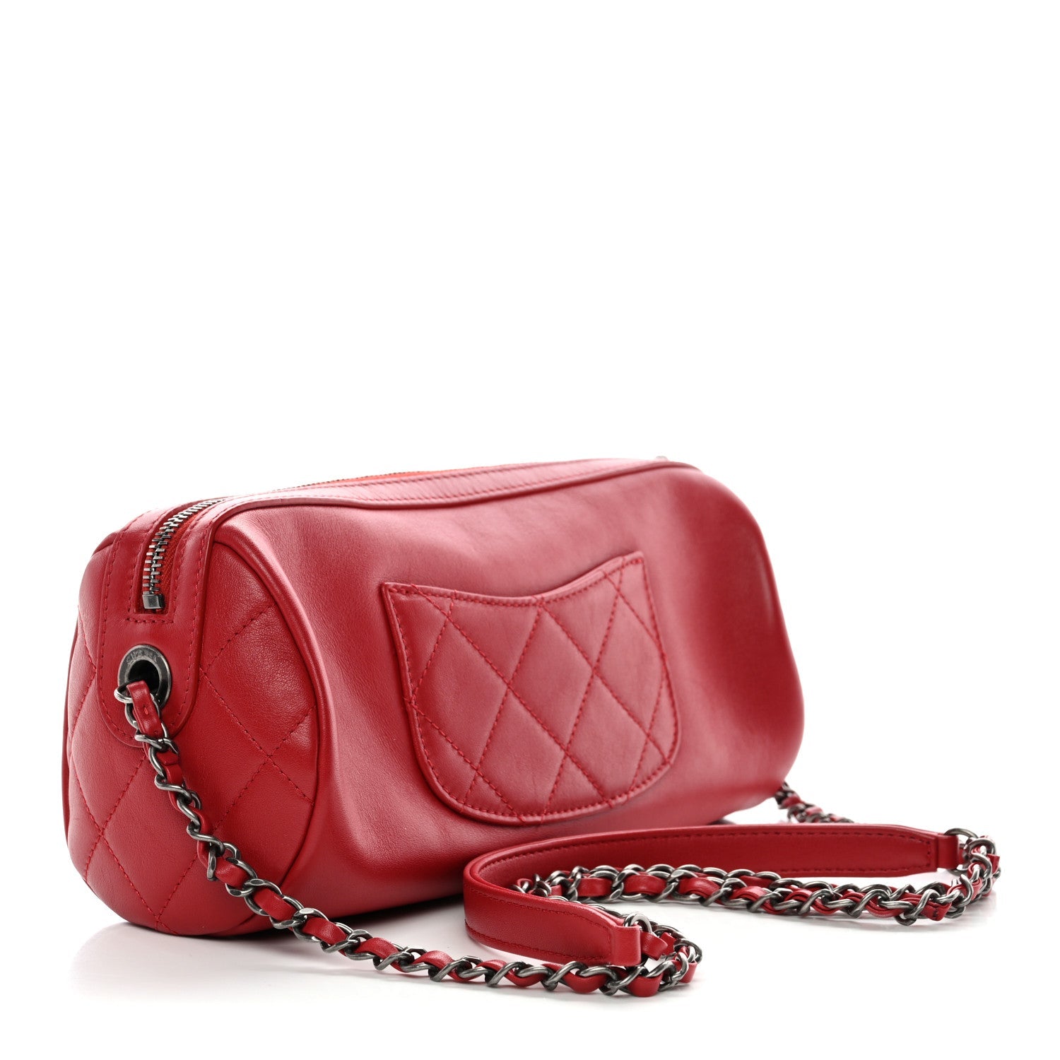 Calfskin Chain 20s Signature Bowling Bag Red
