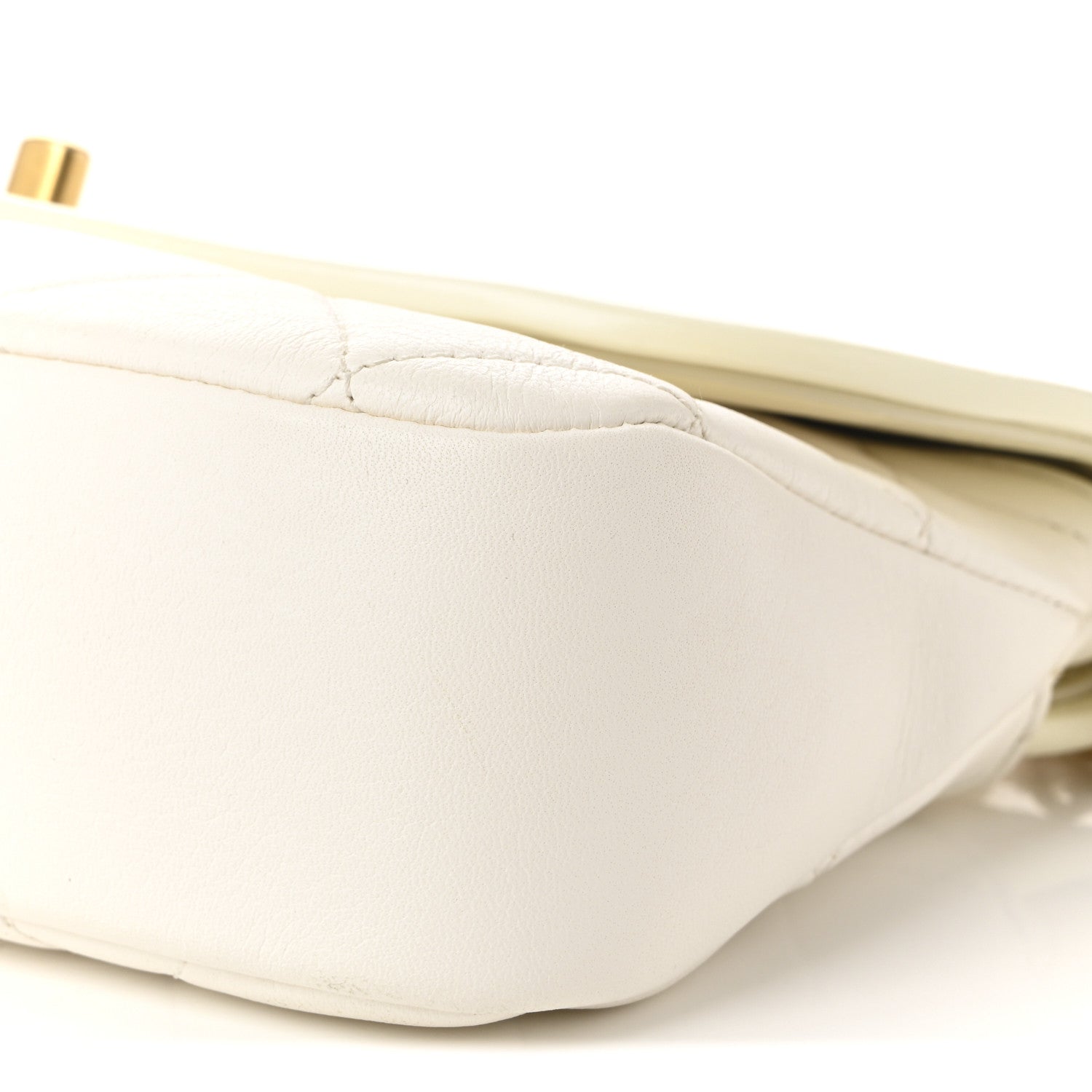 Lambskin Patent Quilted Small La Parisienne Top Handle Flap White
