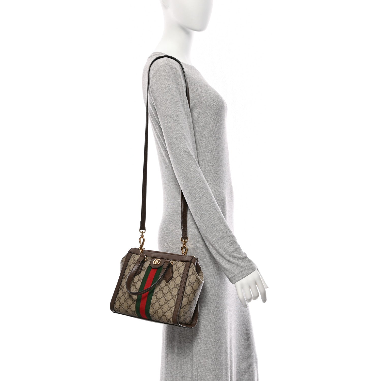GG Supreme Monogram Small Ophidia Tote Bag Brown