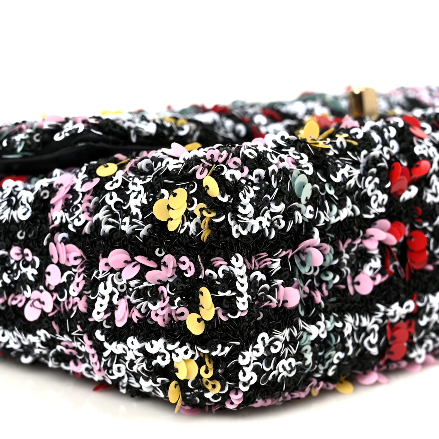 Tweed Sequin Small Single Flap Black Red Multicolor