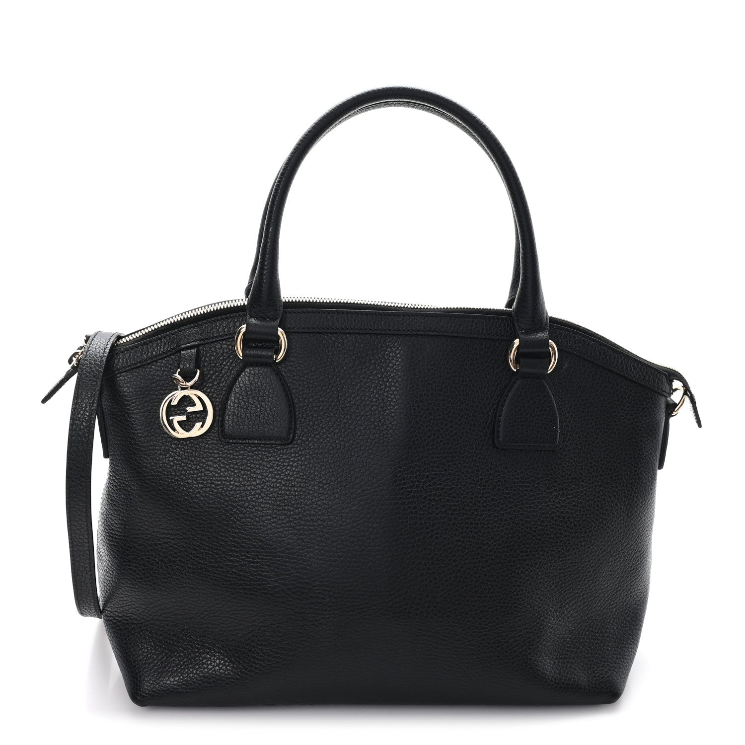 Dollar Calfskin GG Charm Dome Satchel Black