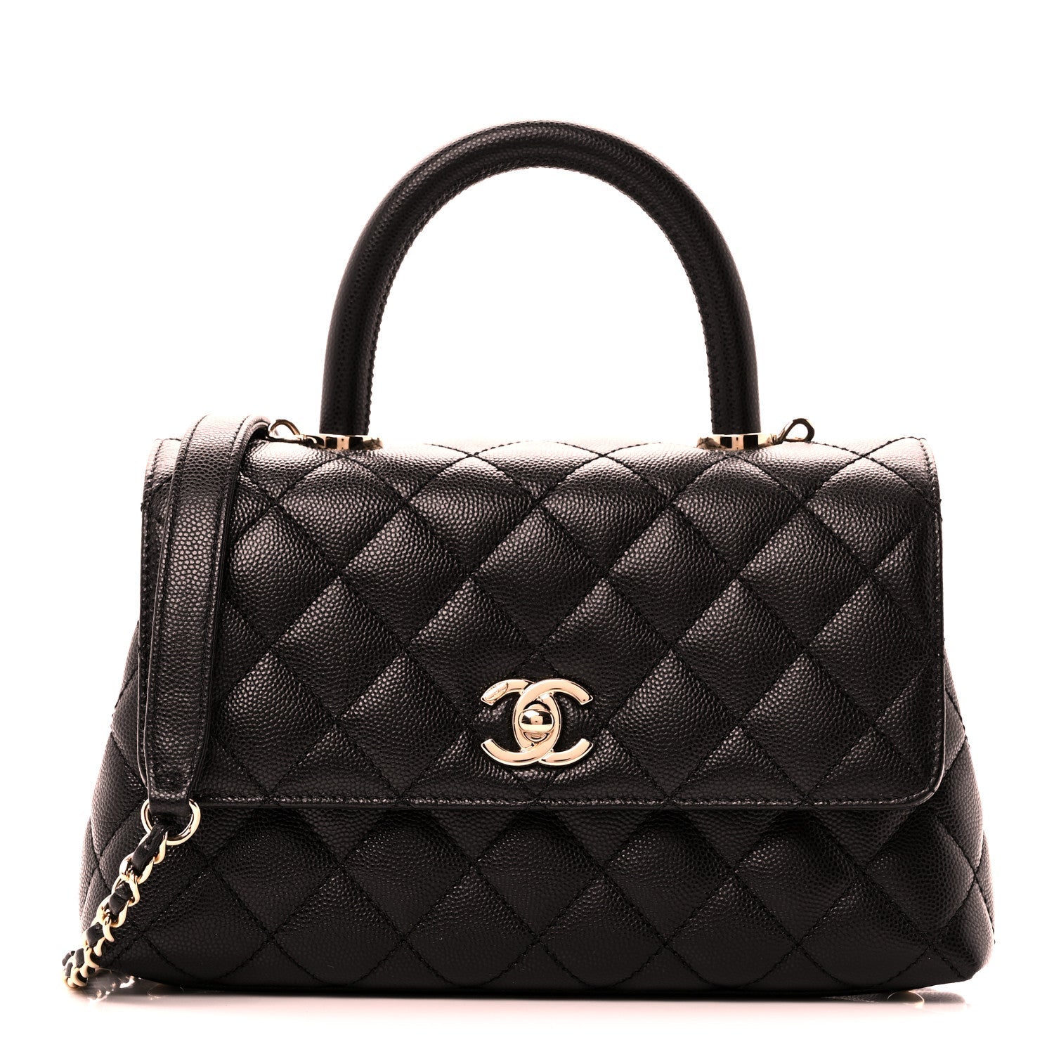 Caviar Quilted Mini Coco Handle Flap Black