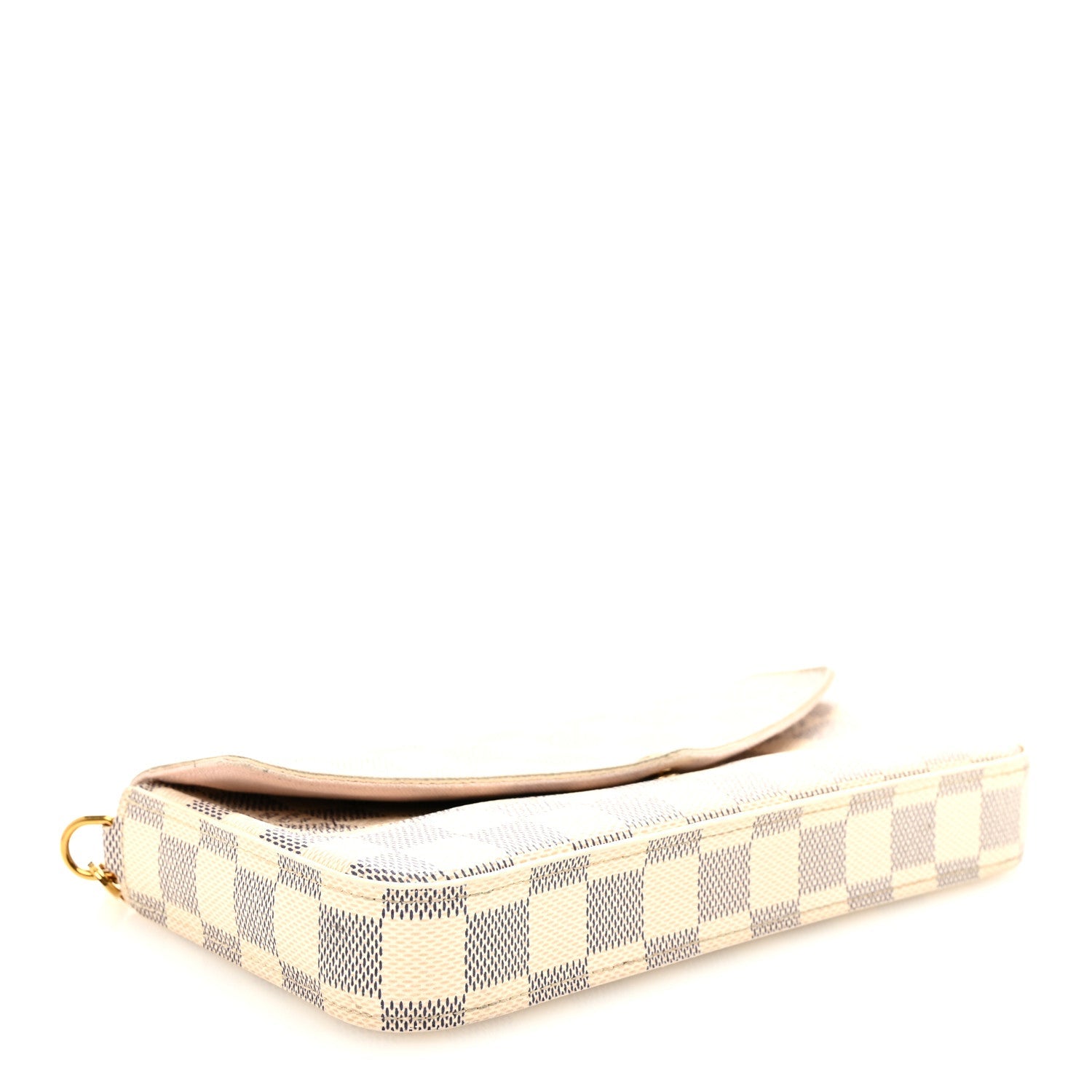 Damier Azur Pochette Felicie Chain Wallet Rose Ballerine