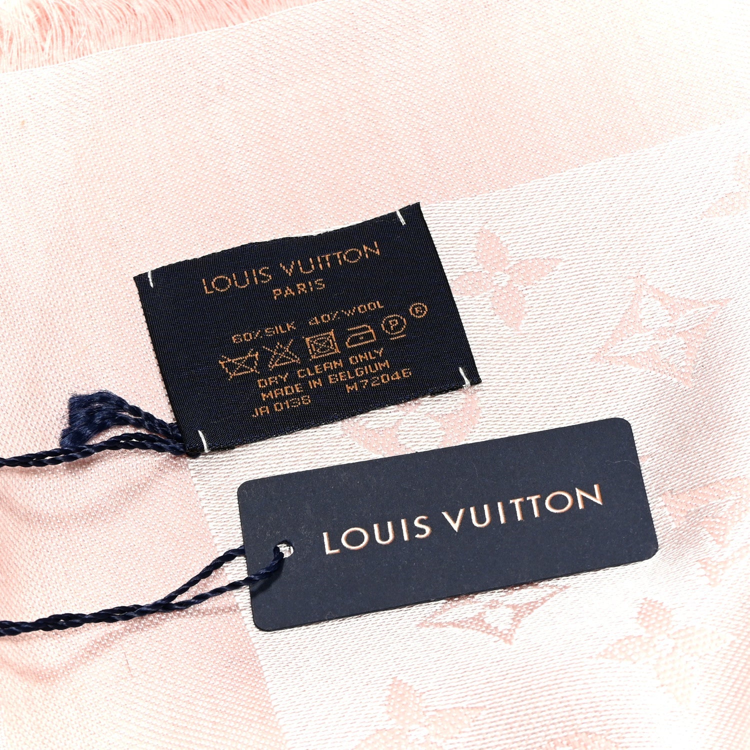 Silk Wool Monogram Denim Shawl Rose
