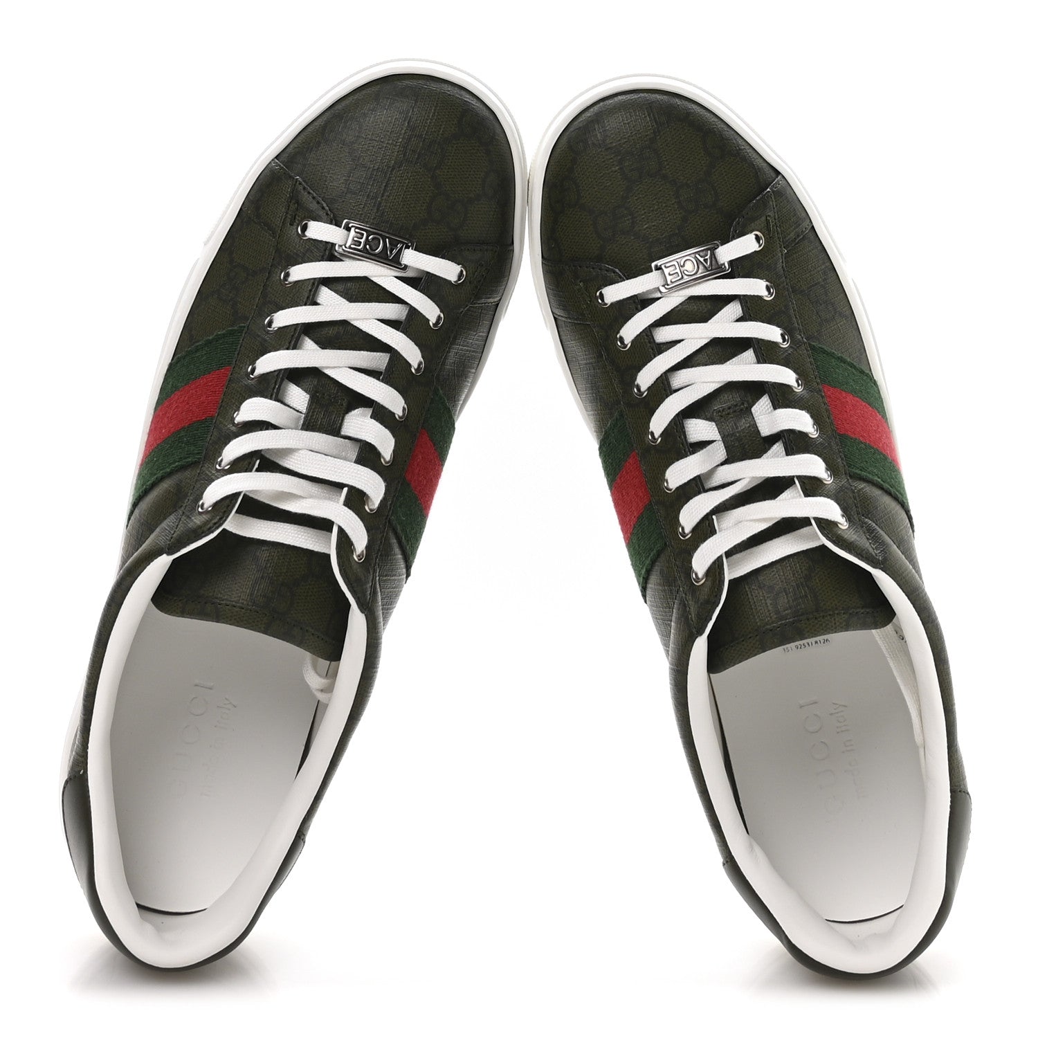 GG Supreme Monogram Web Mens New Ace Sneakers 11 Green