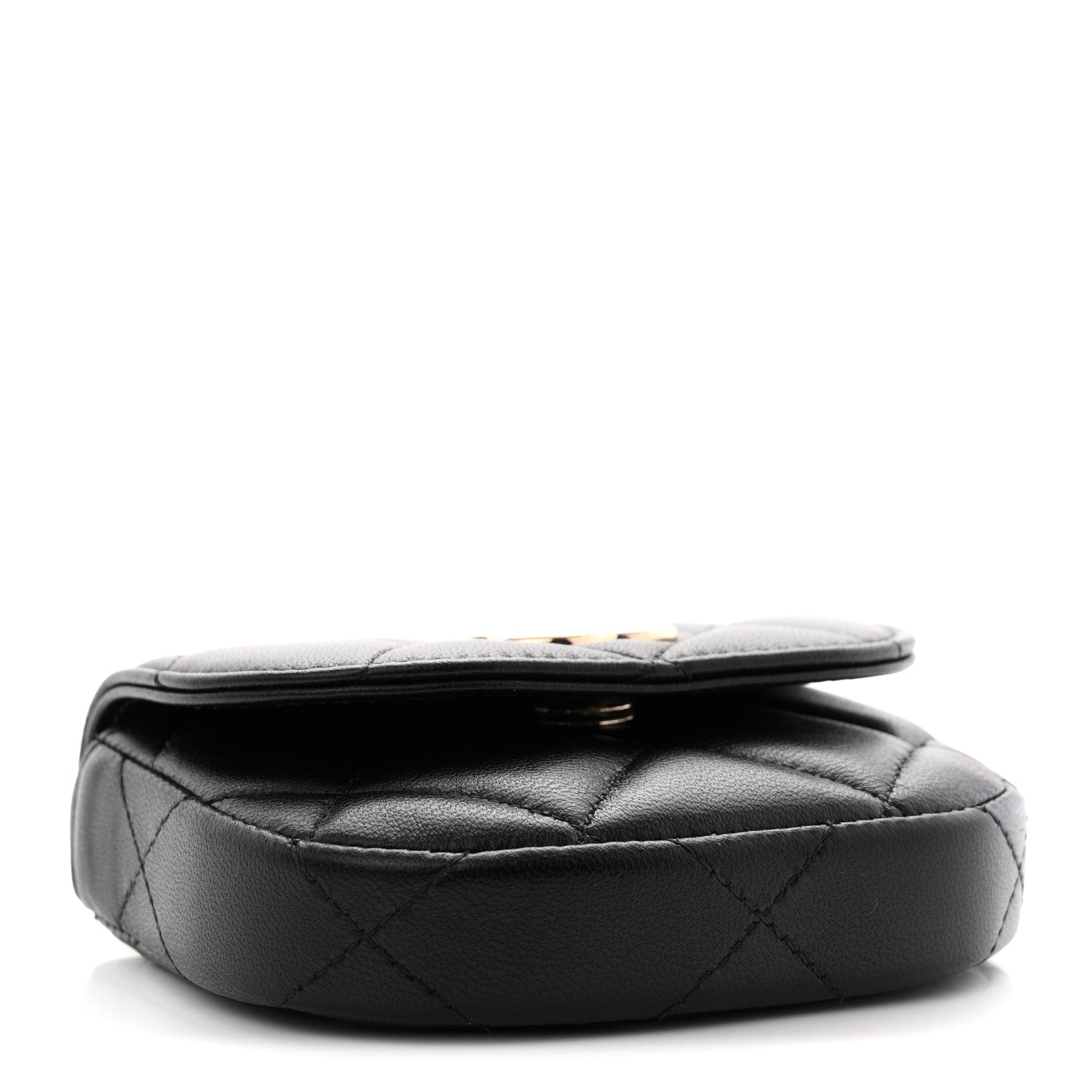 Lambskin Quilted Pearl Top Handle Clutch With Chain Black