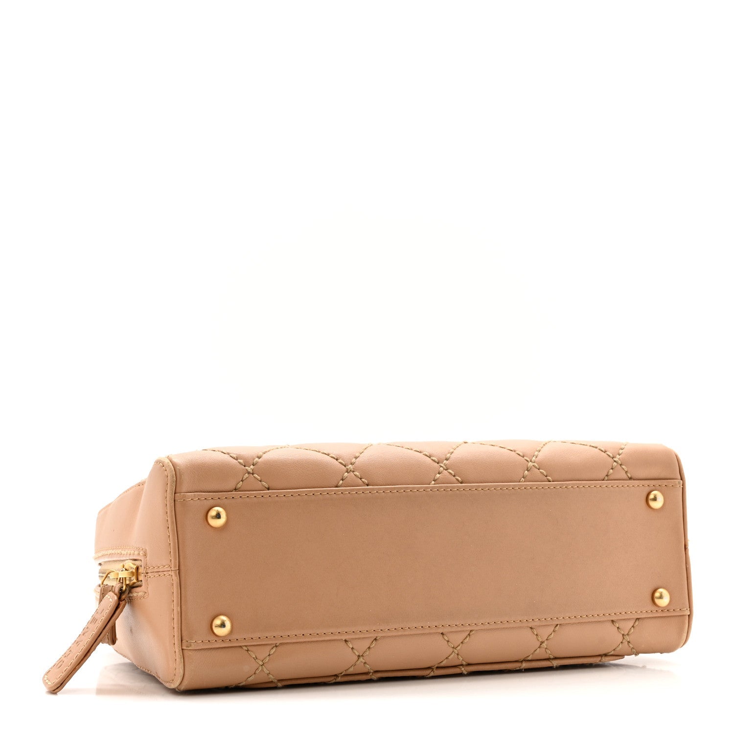 Calfskin Contrast Stitch Surpique Bowler Beige