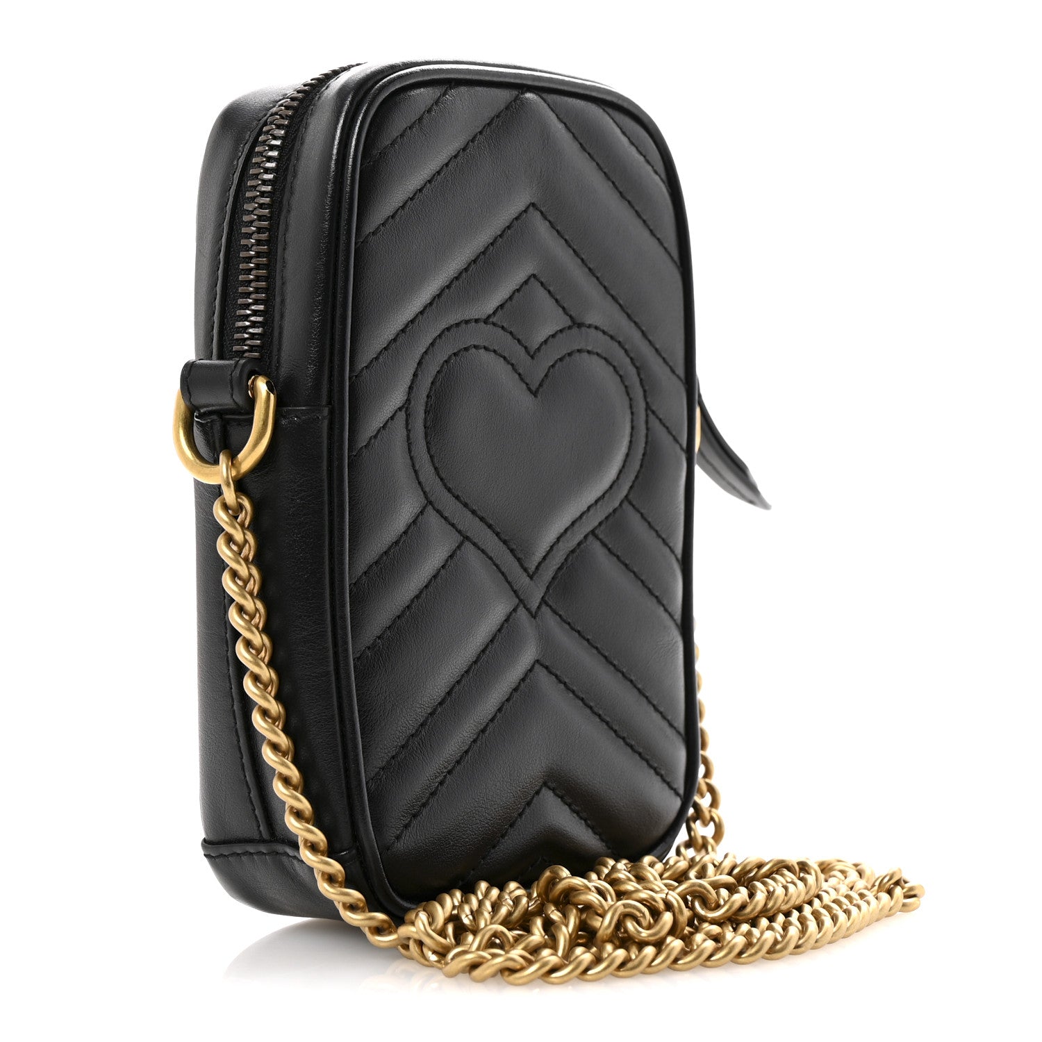 Calfskin Matelasse Mini GG Marmont Crossbody Bag Black