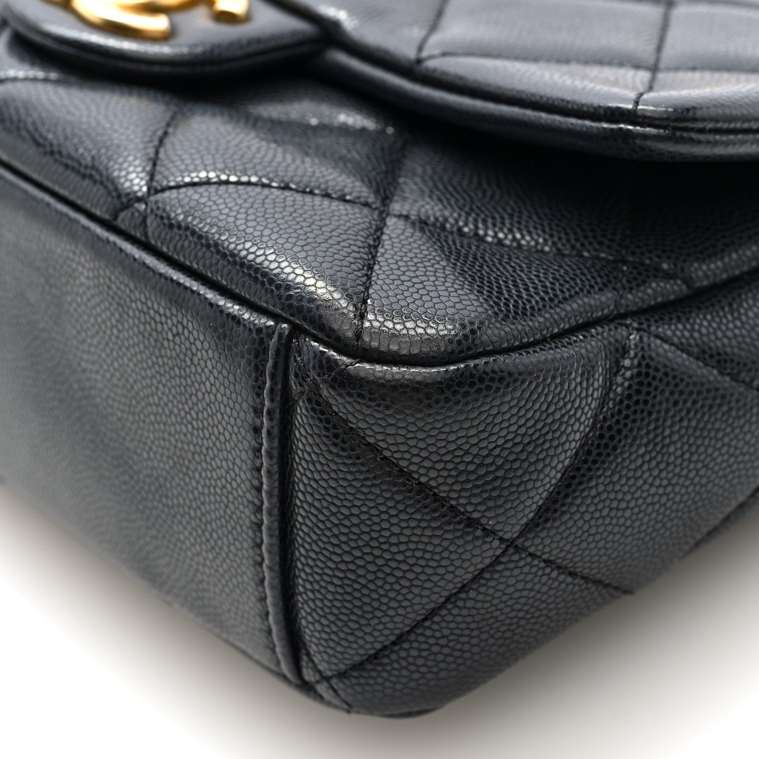 Caviar Quilted Small Twist Your Buttons Flap Black