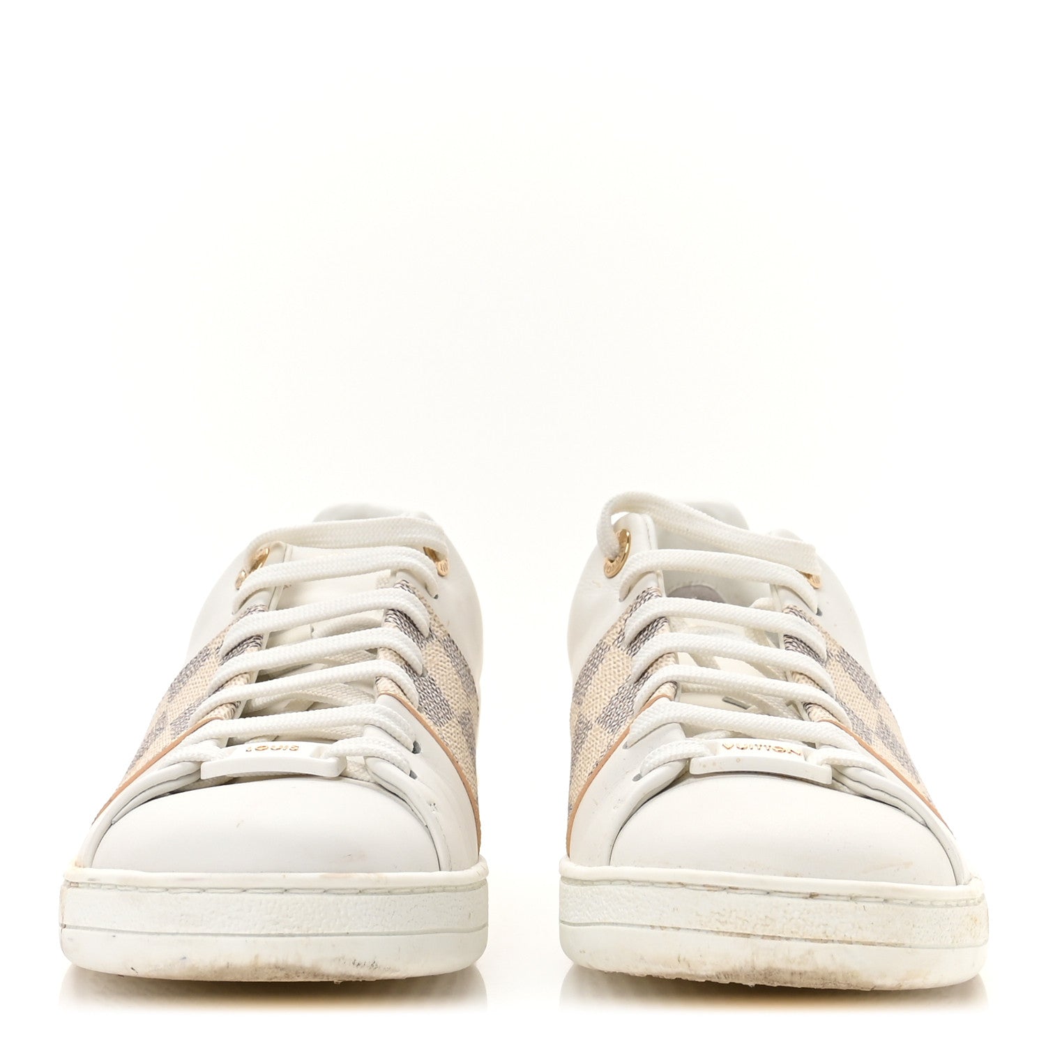Damier Azur Front Row Sneaker 37.5 White