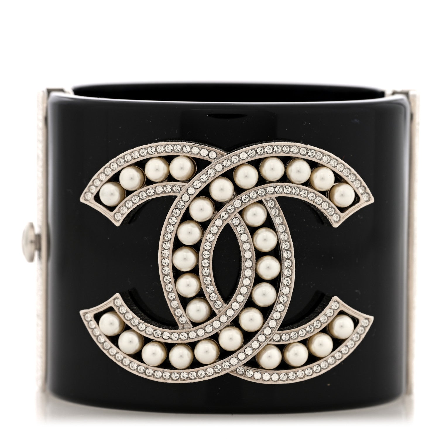 Resin Crystal Pearl CC Cuff Black