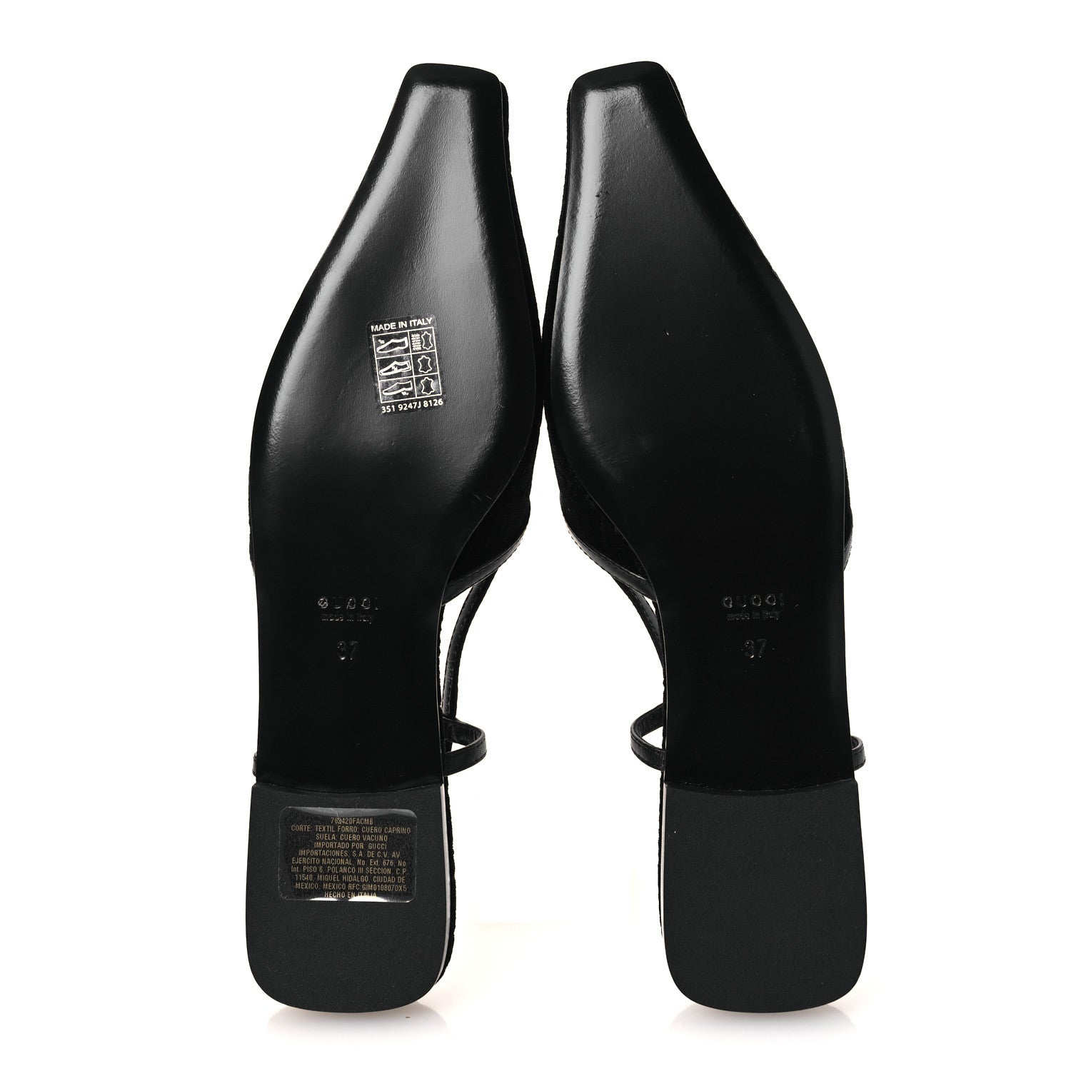 New Velvet Ashmir GG Monogram Malaga Kid Slingback Ballet Flats 37 Black