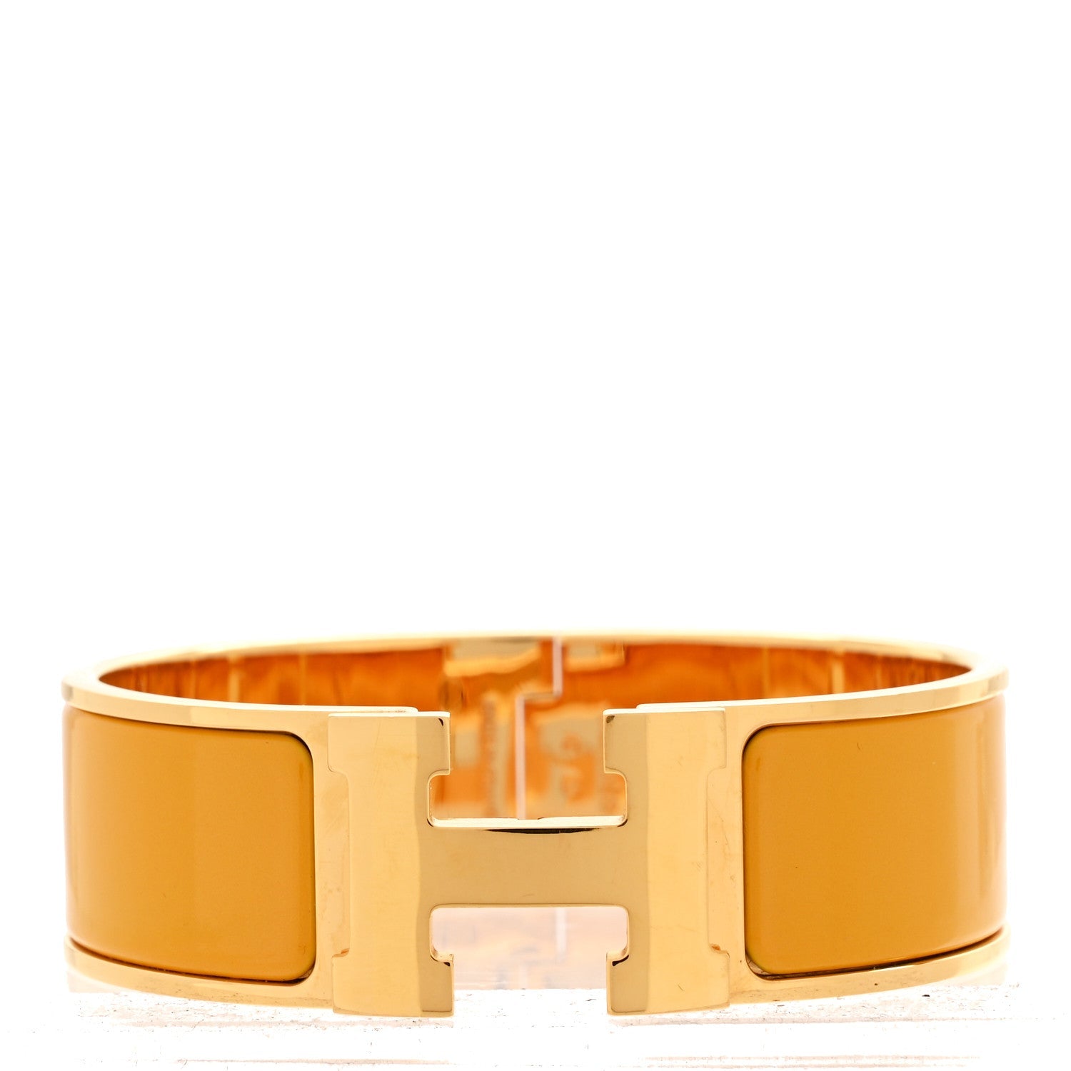 Enamel Wide Clic Clac H Bracelet PM Jaune Madras