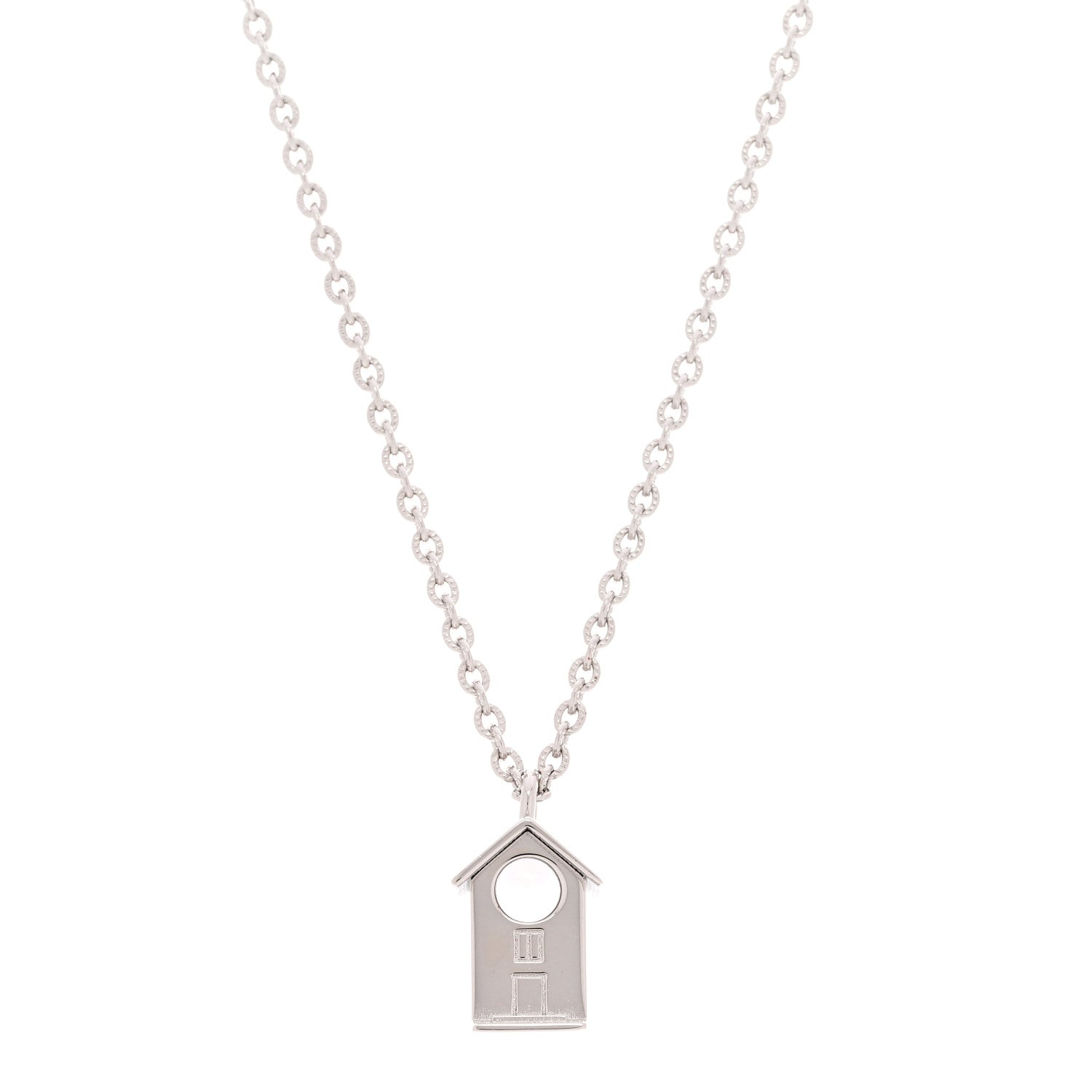 Metal Bird House Lanyard Necklace Silver
