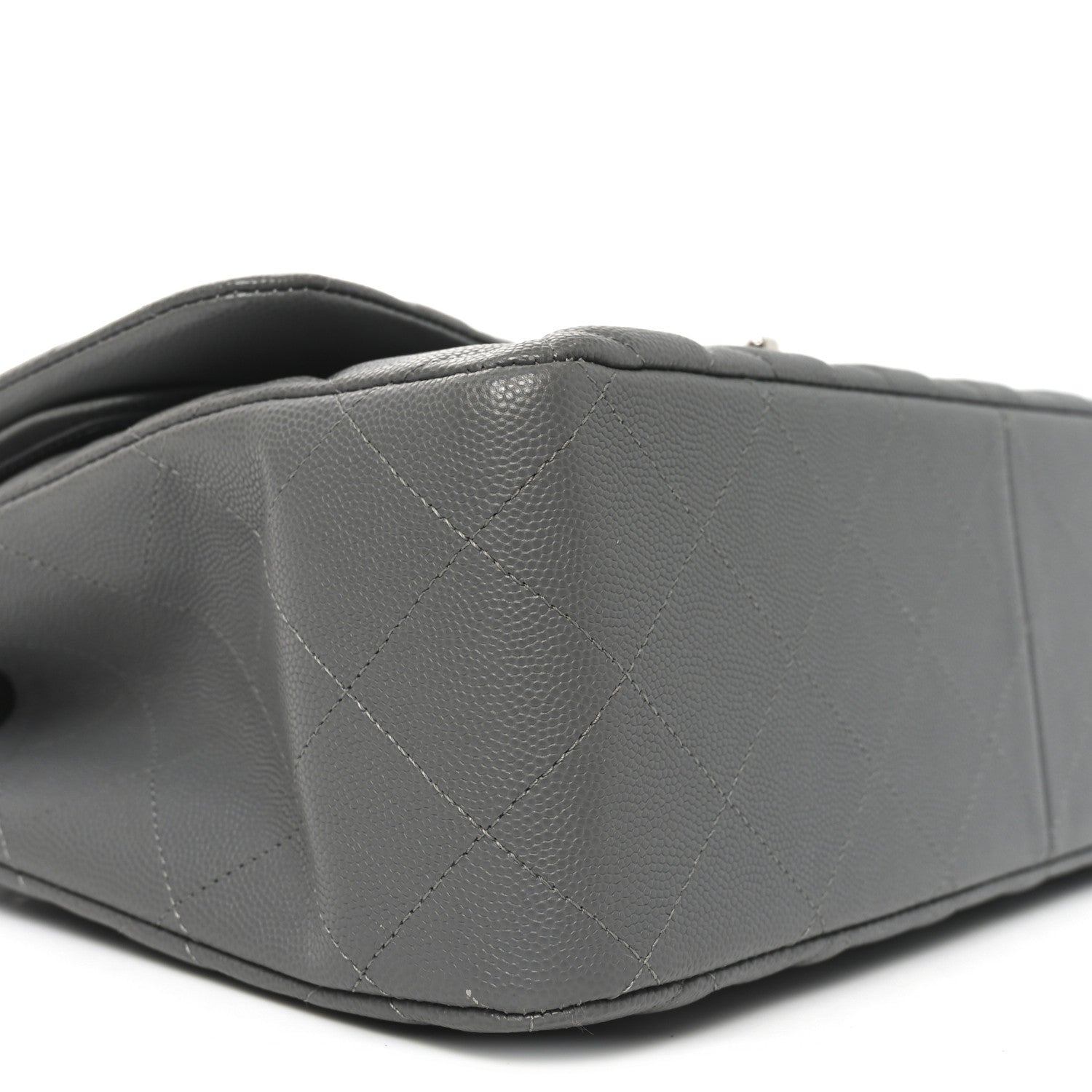 Caviar Quilted Jumbo Double Flap Dark Grey