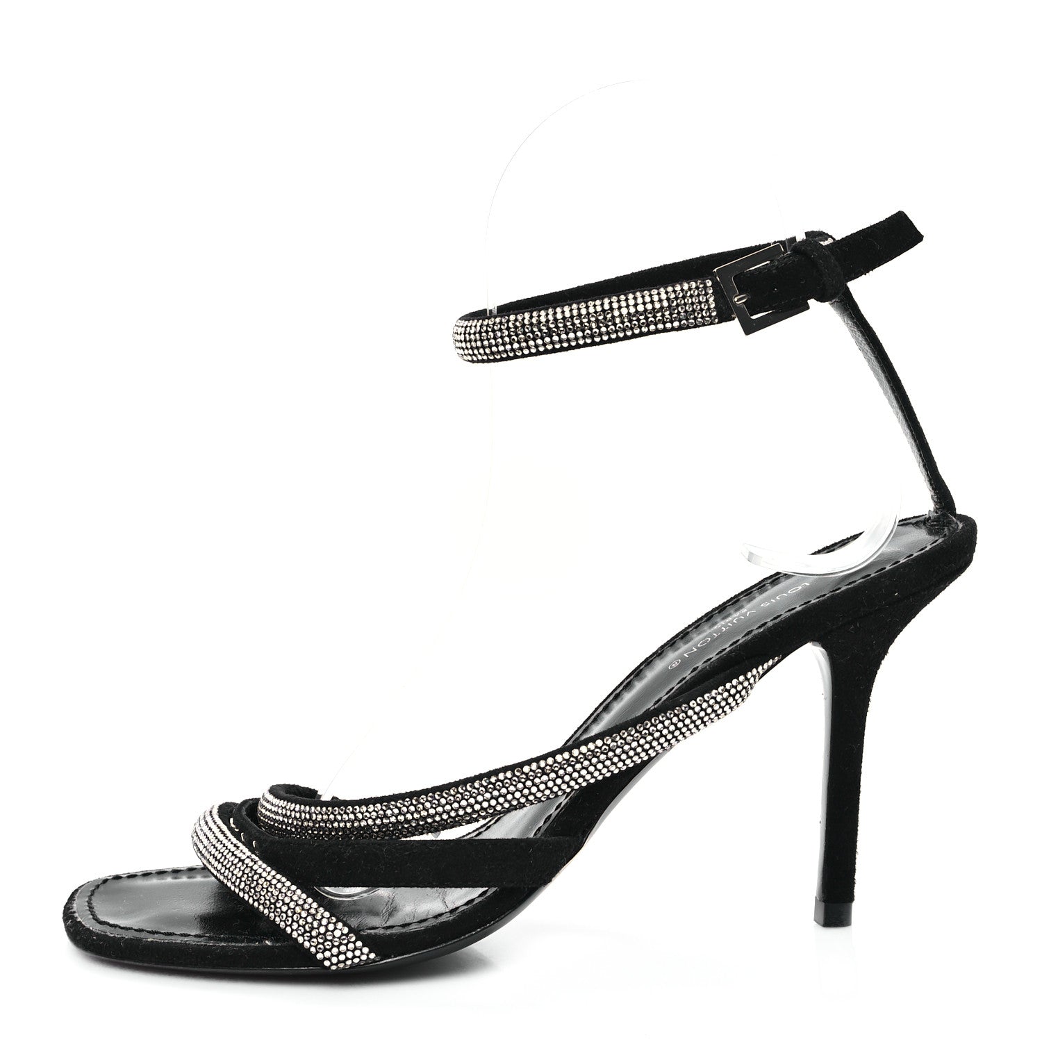 Suede Goat Rhinestone Appeal Sandals 36 Black