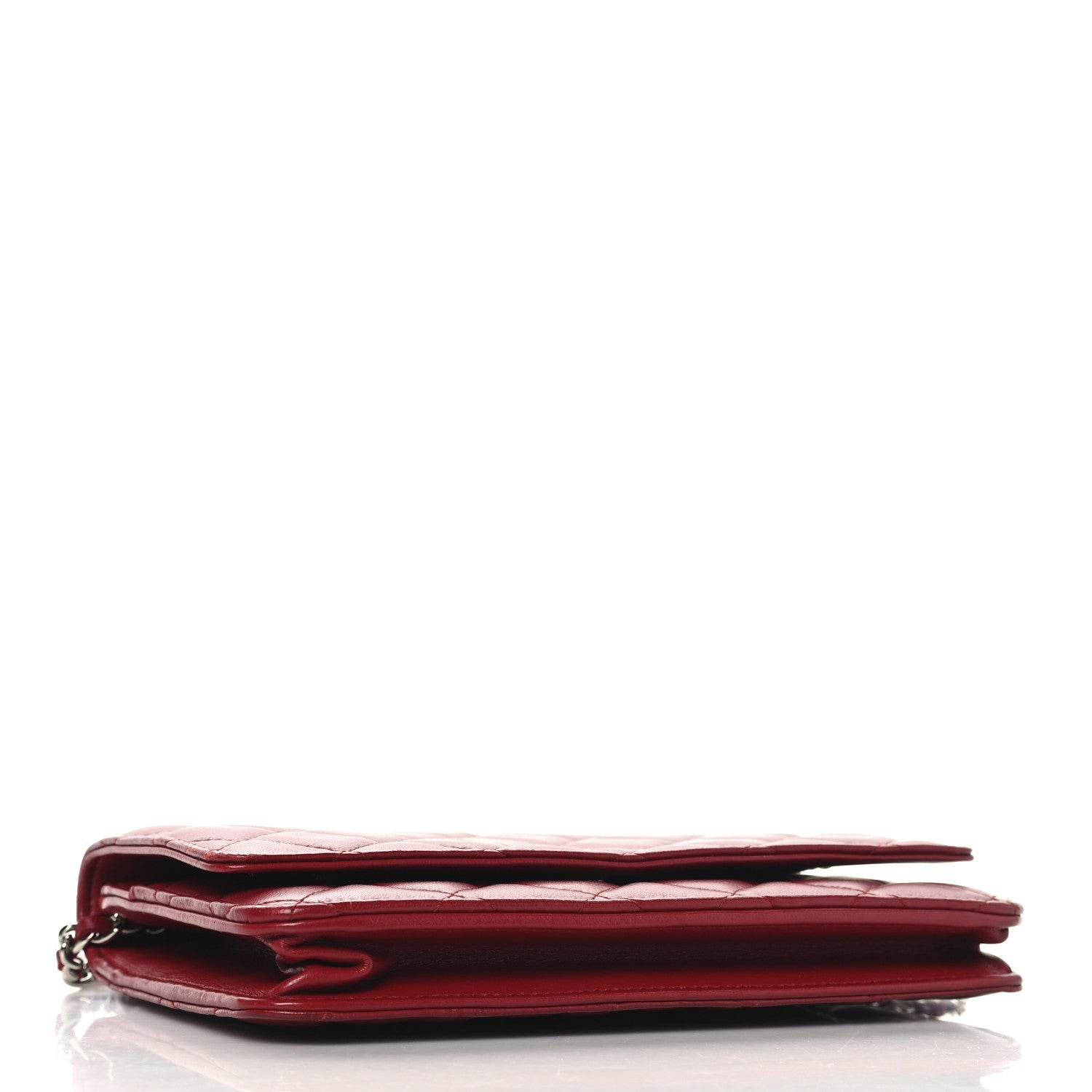 Lambskin Quilted Wallet On Chain WOC Red