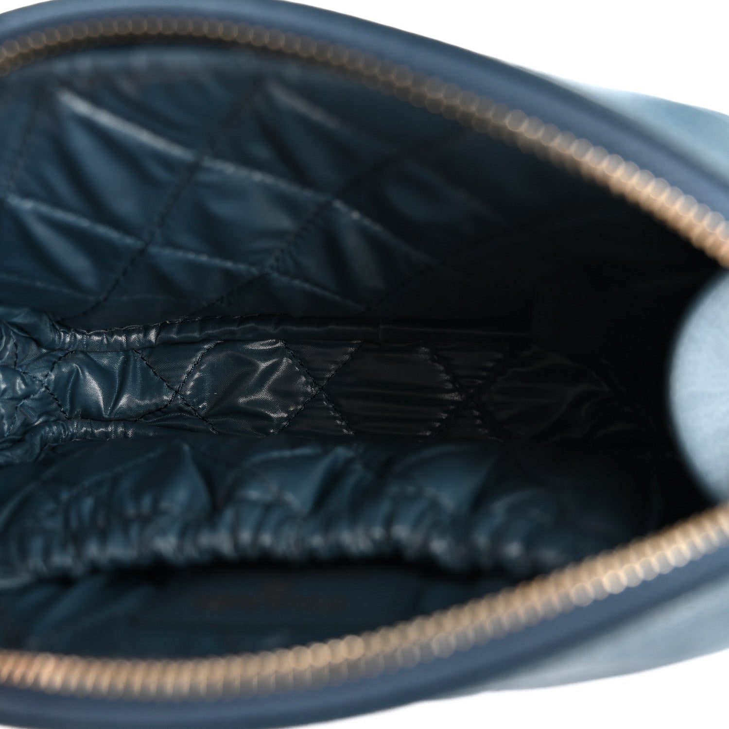 Caviar Quilted Small Curvy Pouch Cosmetic Case Blue