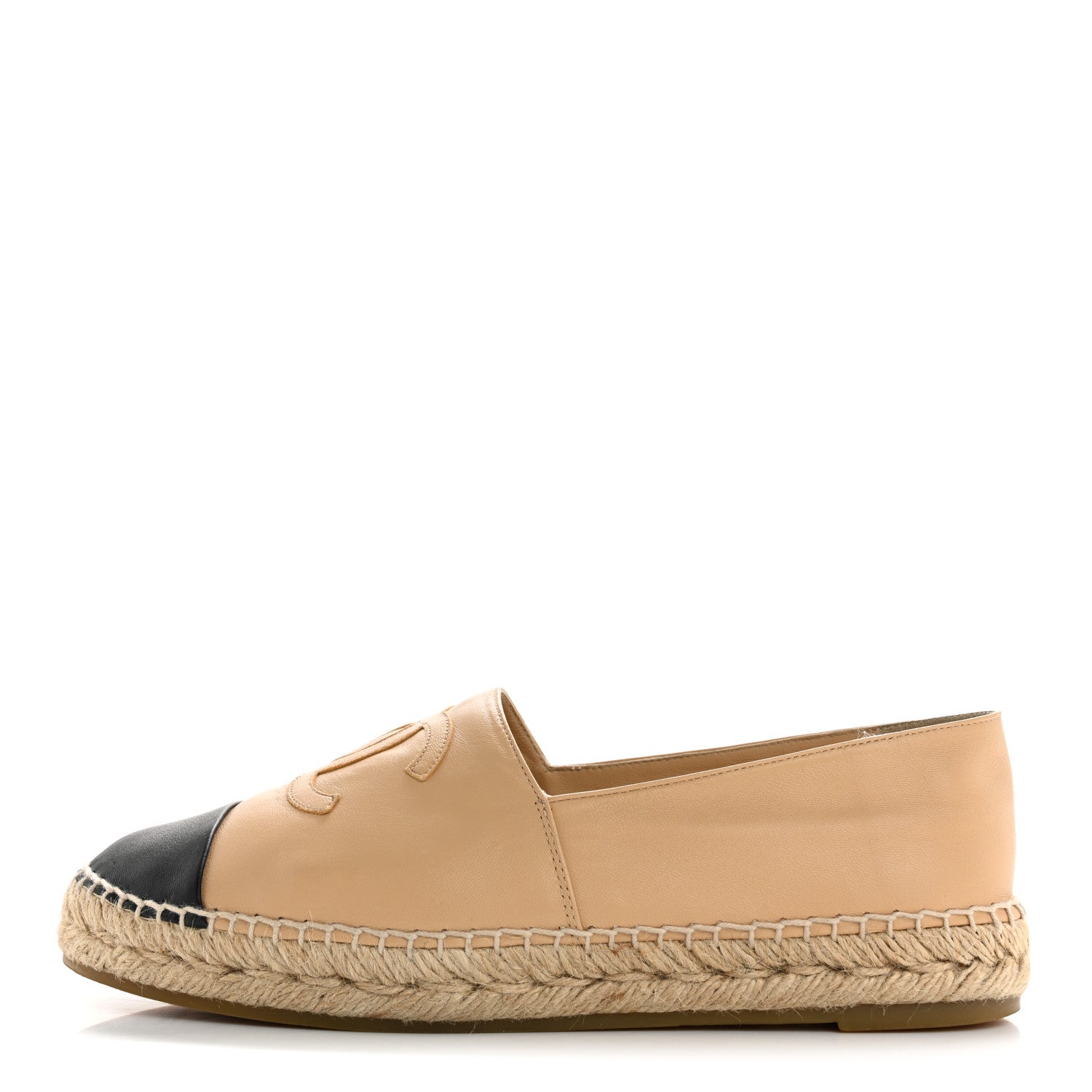 Lambskin CC Espadrilles 40 Beige Black
