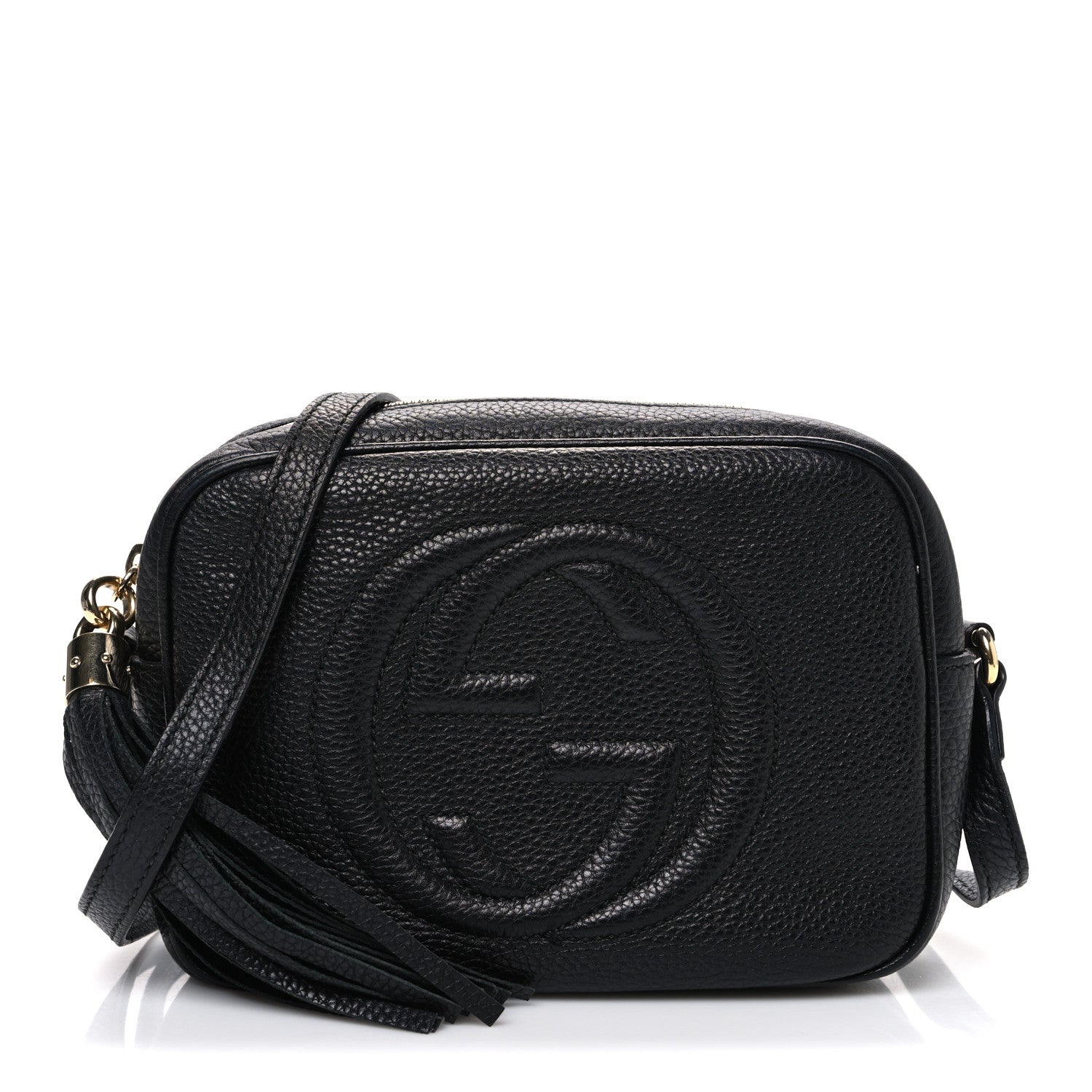 Pebbled Calfskin Small Soho Disco Bag Black