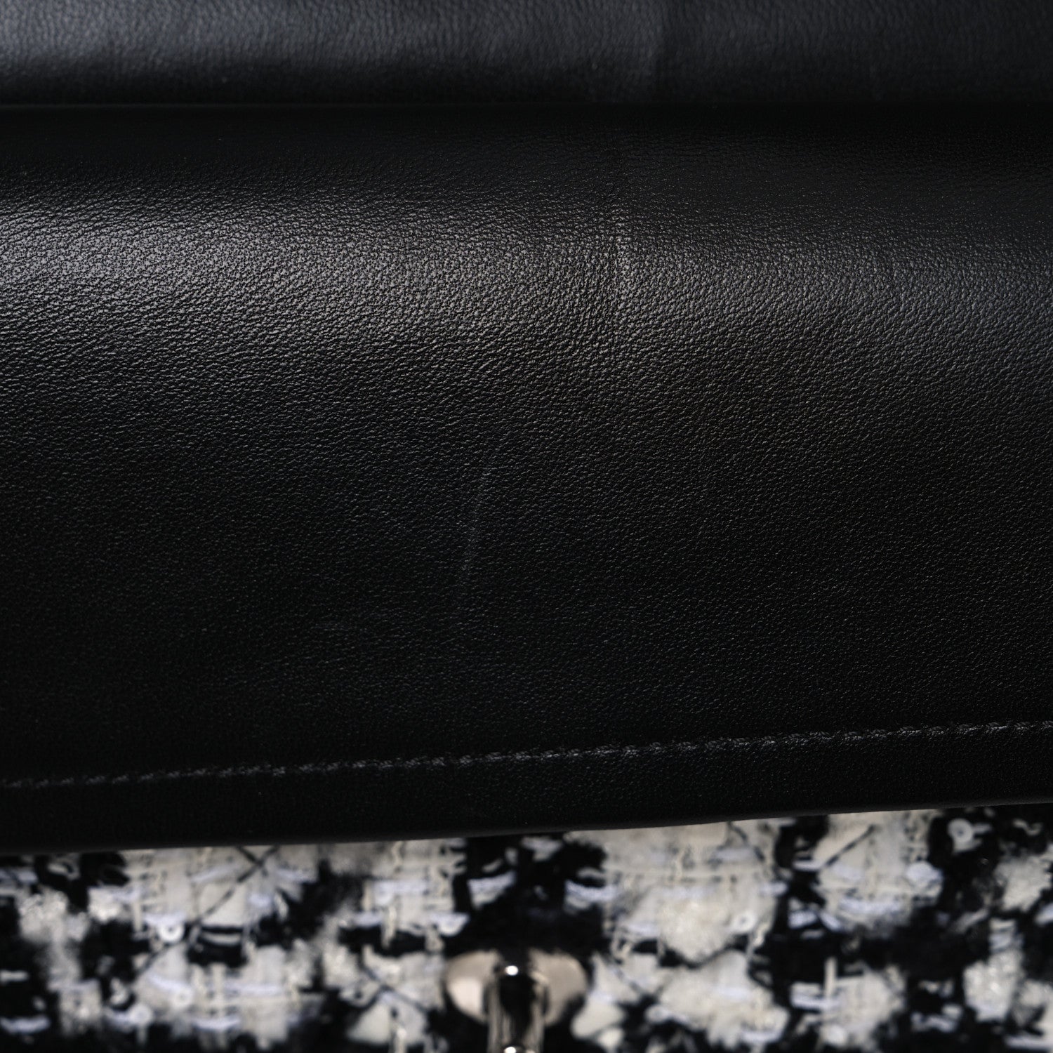 Tweed Quilted Medium Double Flap Black Ecru White