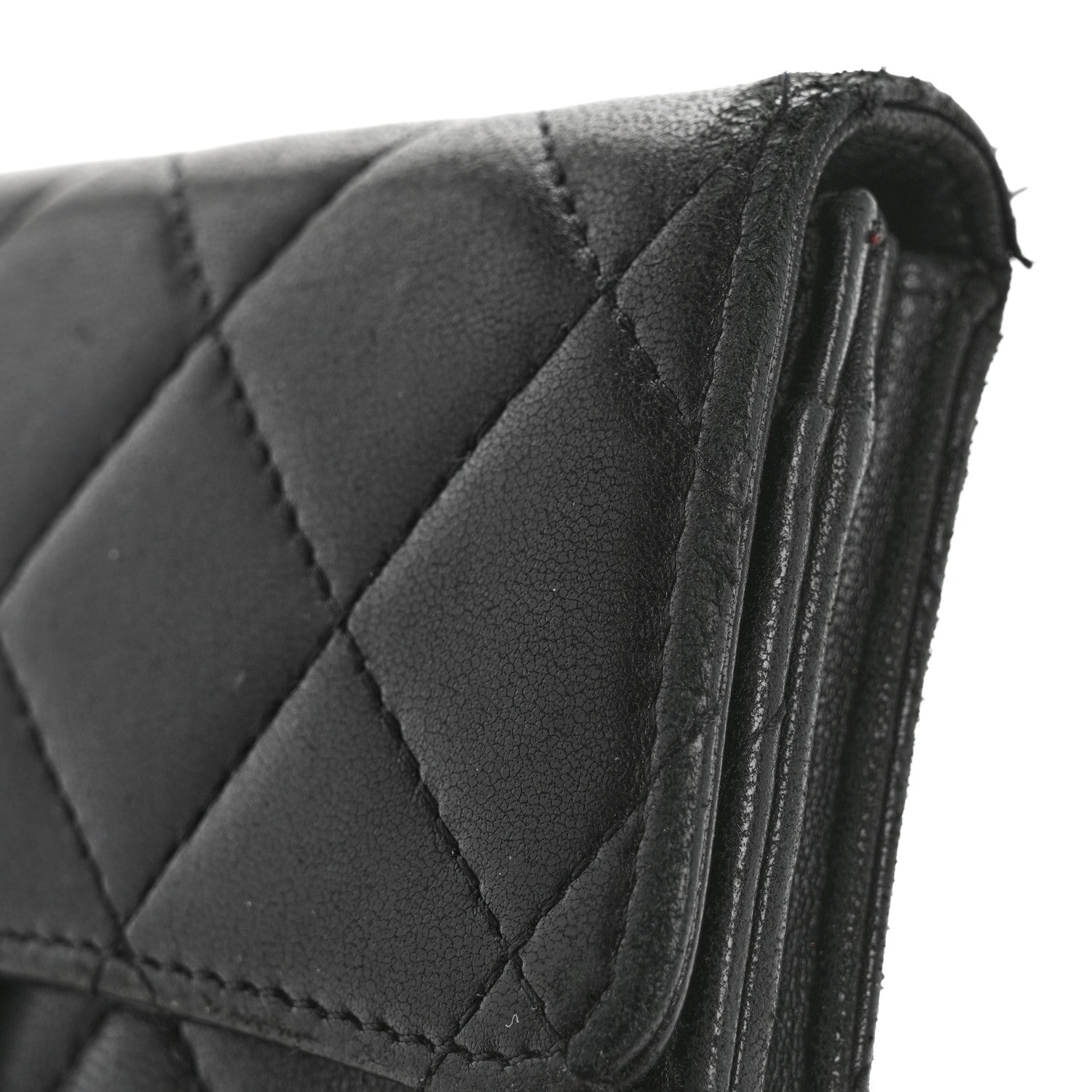 Lambskin Quilted Medium Flap Wallet Black