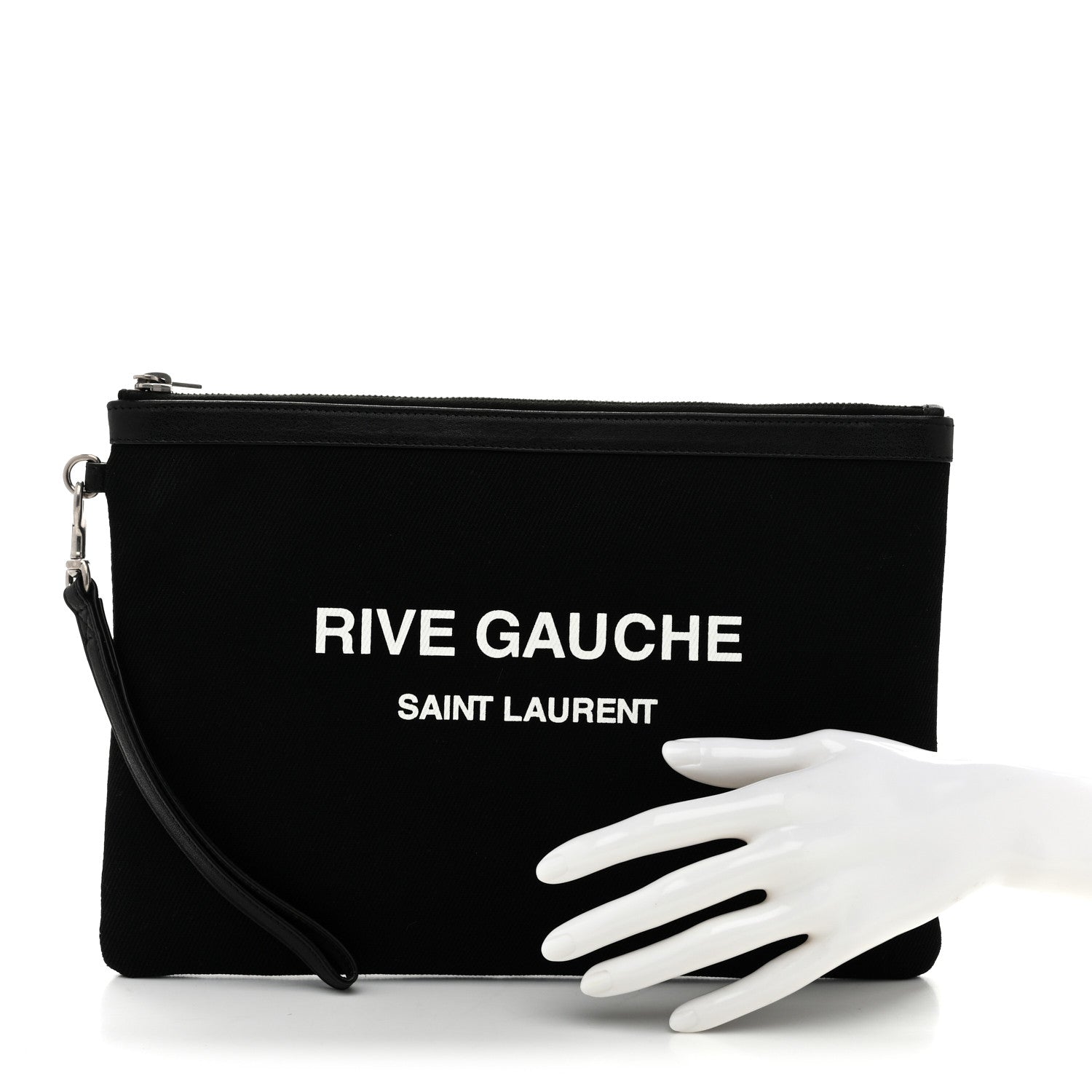Linen Canvas Rive Gouche Zipped Pouch Black