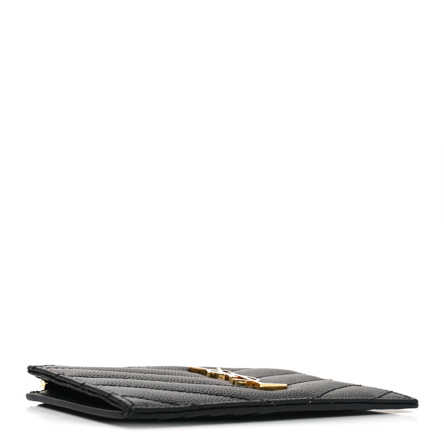 Grain De Poudre Matelasse Chevron Monogram Fragments Zippered Card Case Black