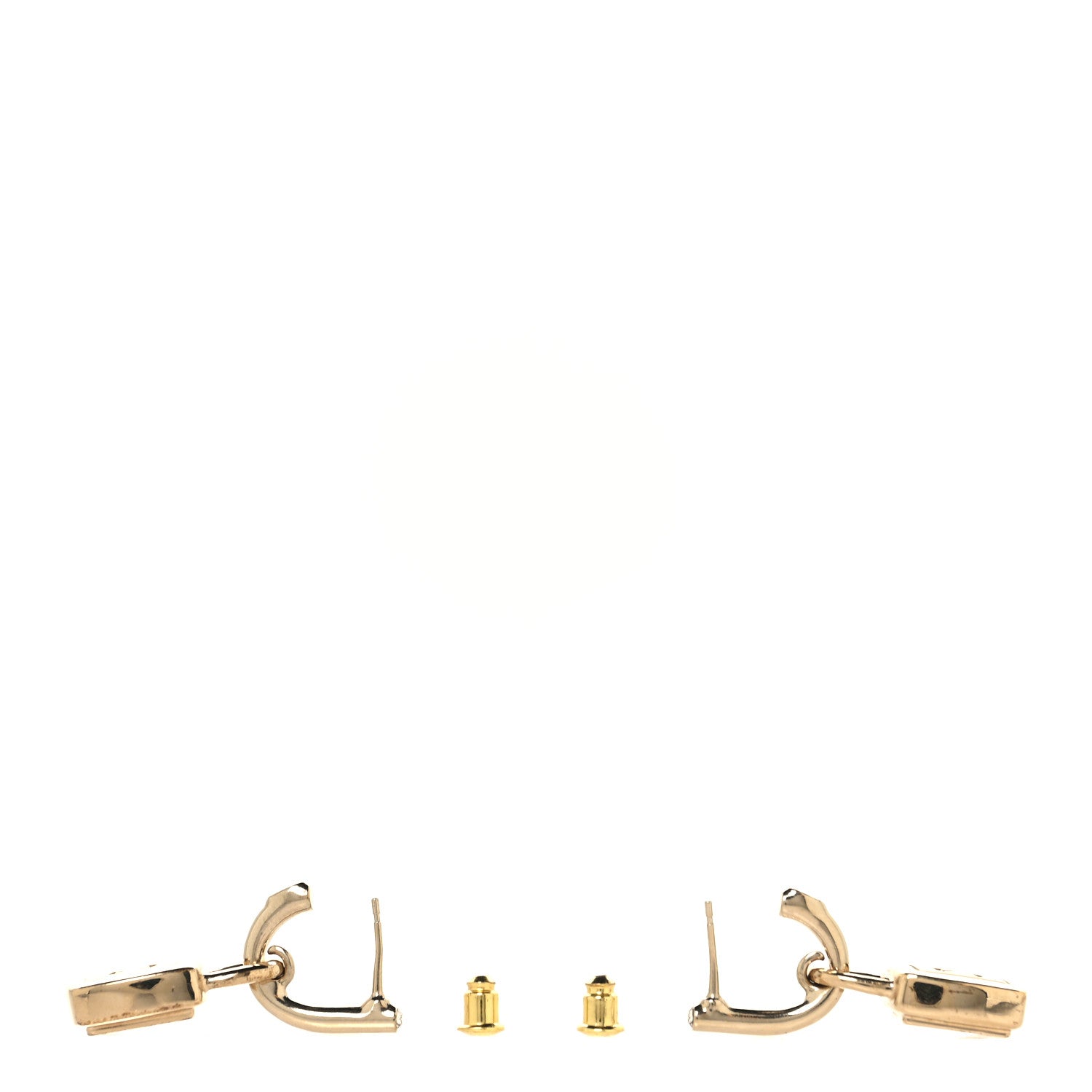 Metal CC Lock Drop Earrings Gold