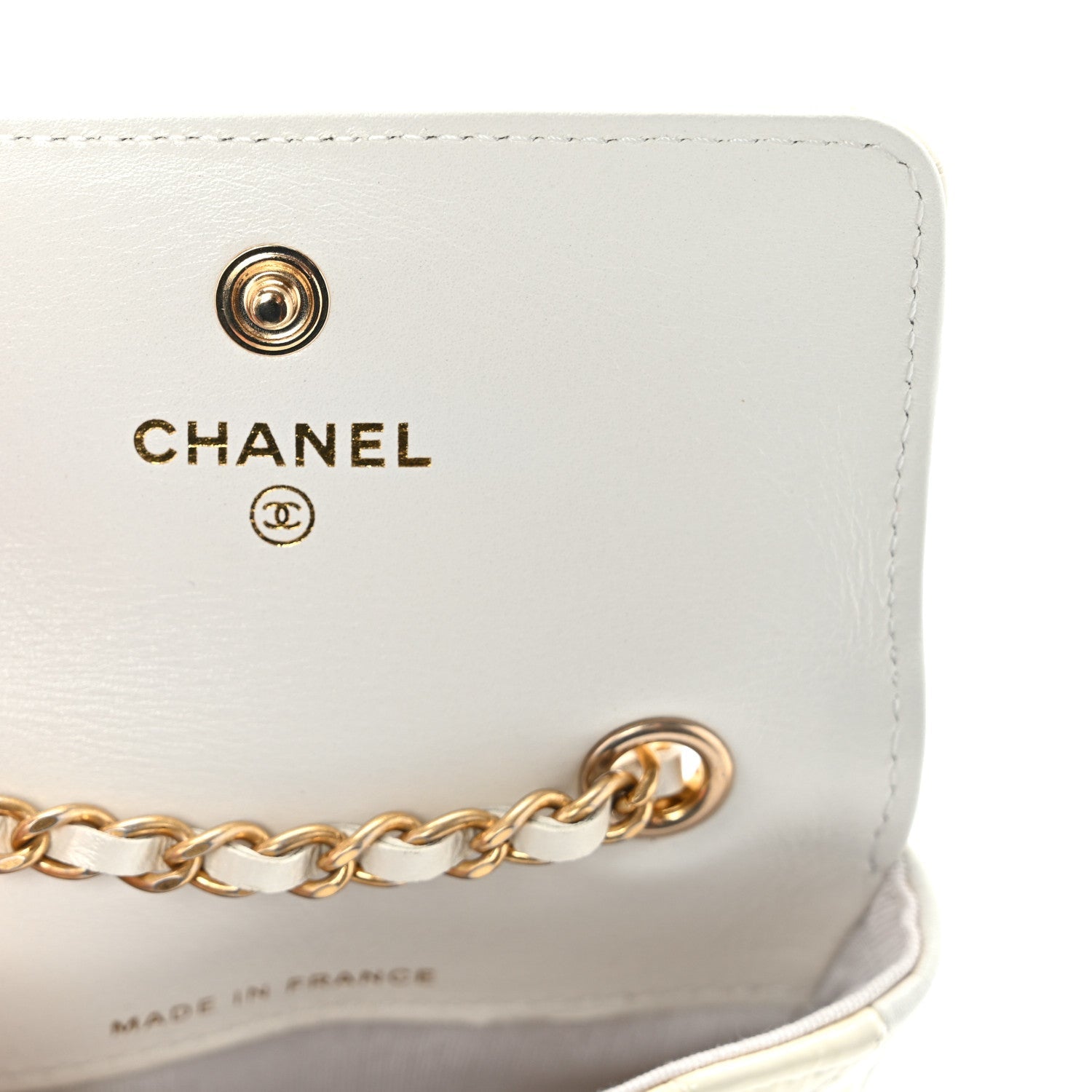 Shiny Aged Calfskin Quilted Waist Belt Bag White
