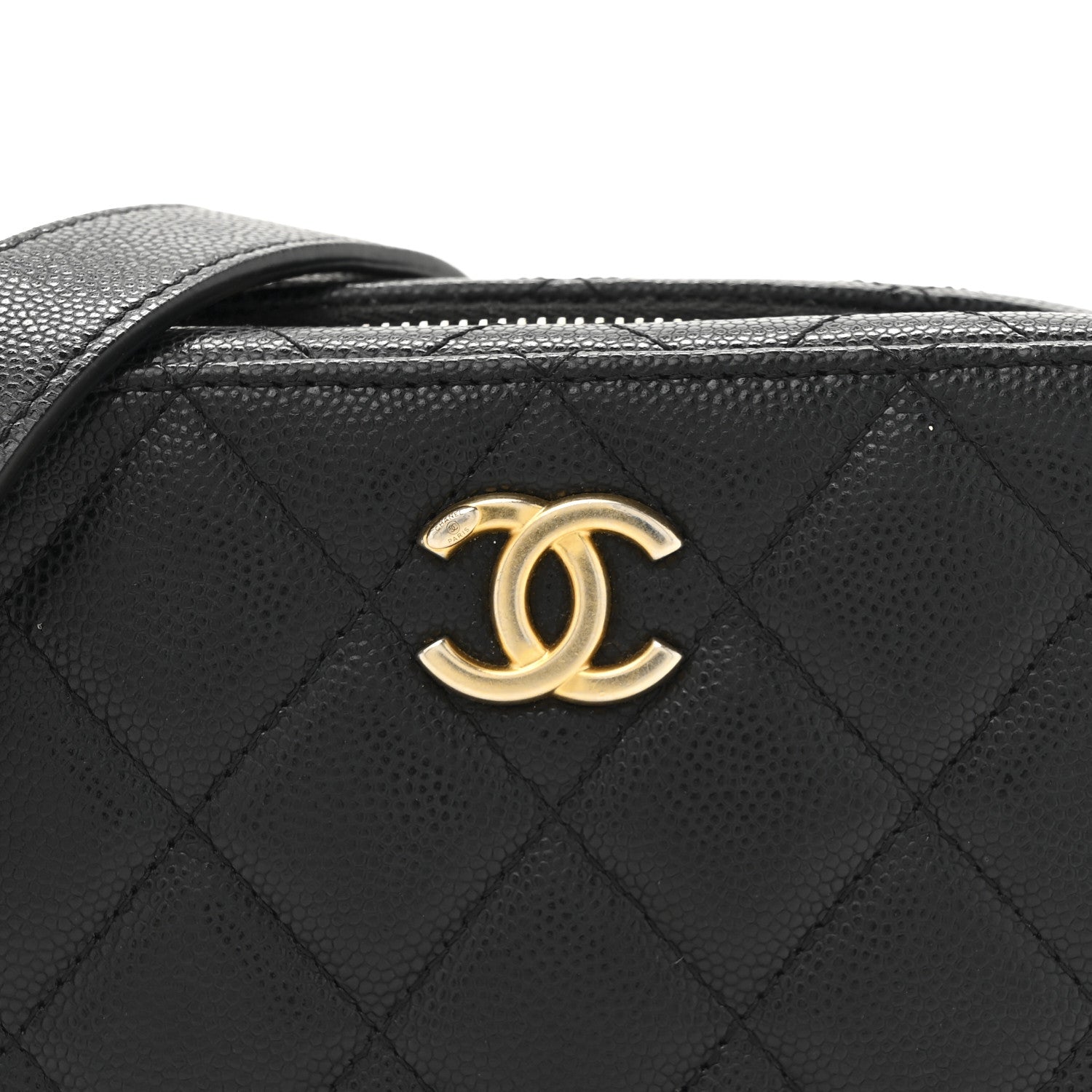 Caviar Quilted Twist Your Buttons Clutch With Chain Black