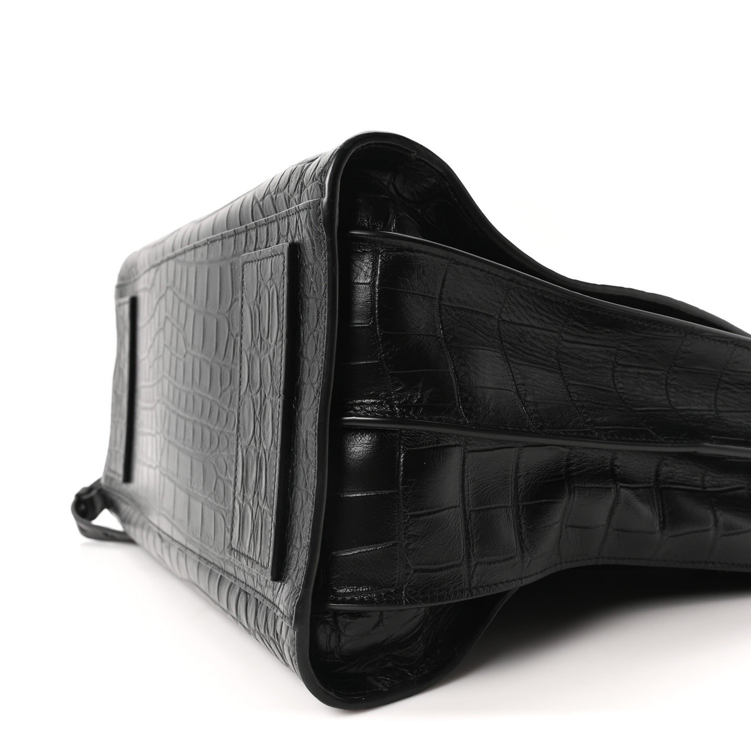 Calfskin Crocodile Embossed Large Souple Sac De Jour Black