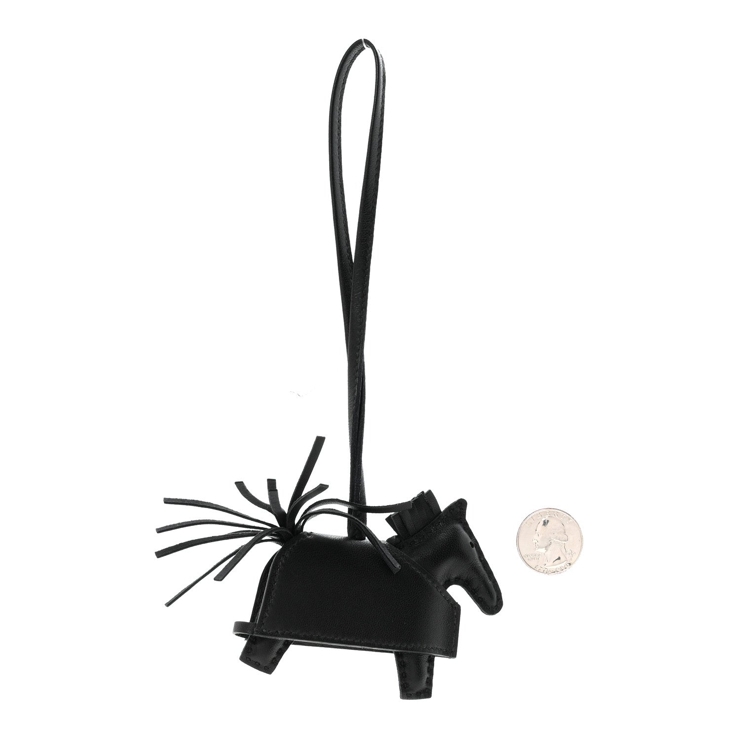 Milo Lambskin Studded Grigri Rodeo Robeo Rock Horse Bag Charm PM Black
