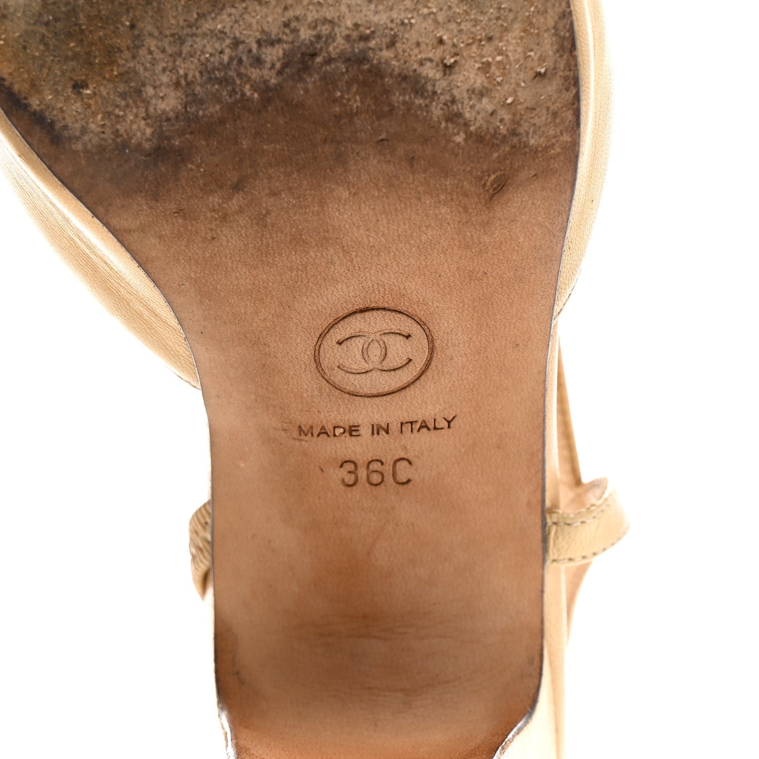 Goatskin Grosgrain Cap Toe CC Slingback Pumps 36 Beige Black