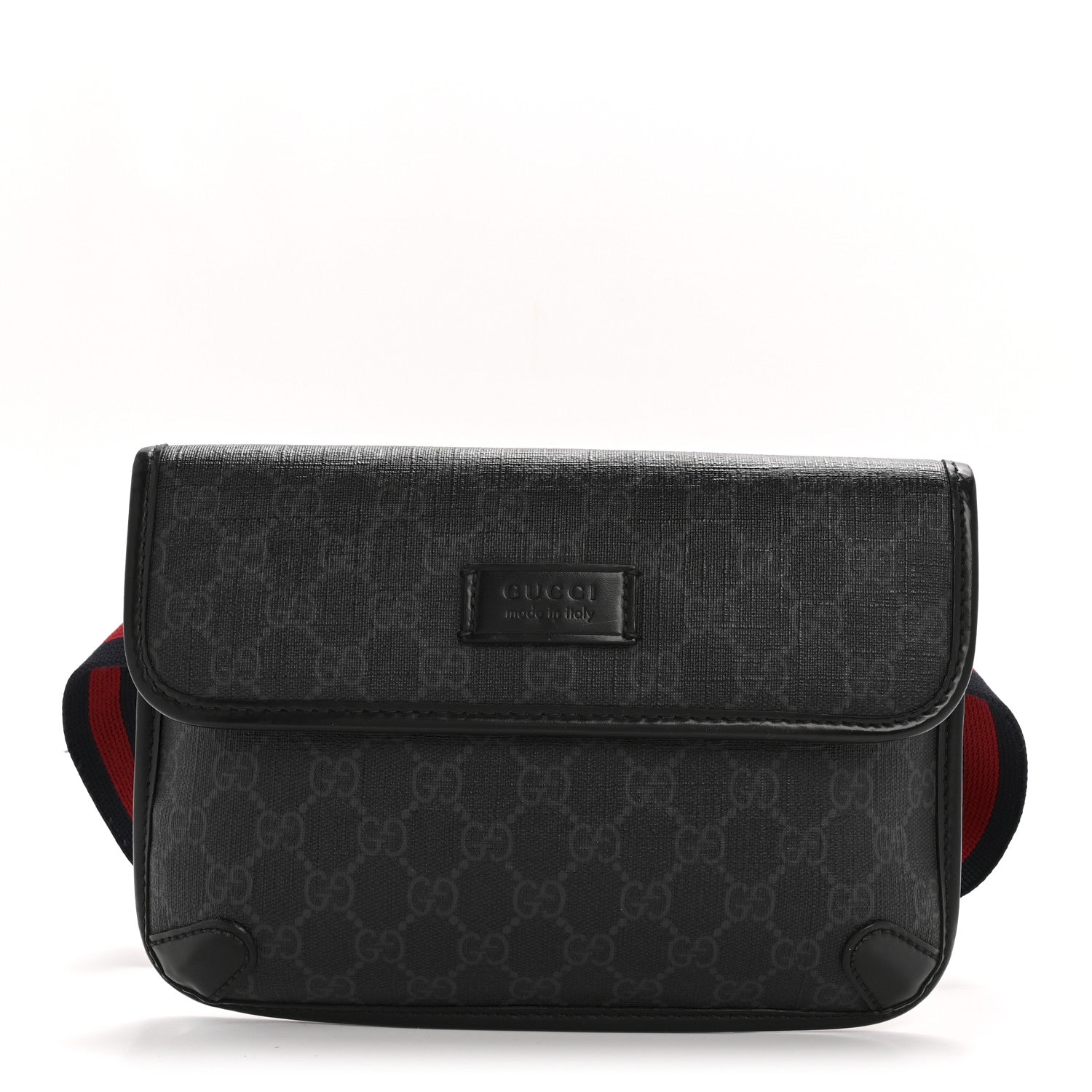 GG Supreme Monogram Web Slim Belt Bag Black Grey
