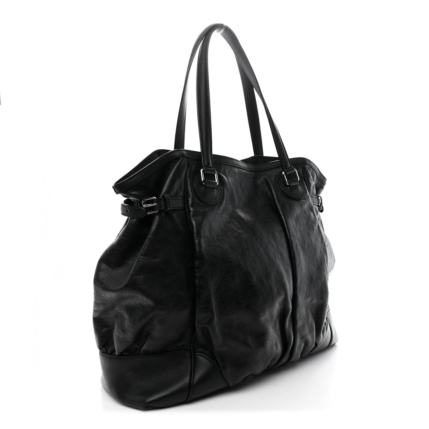 Horsebit Embossed Full Moon Tote Black