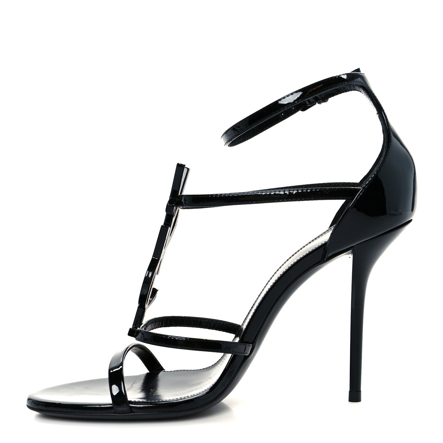 Vernice Chiffon Cassandra 100 Ankle Strap Sandals 37.5 Black